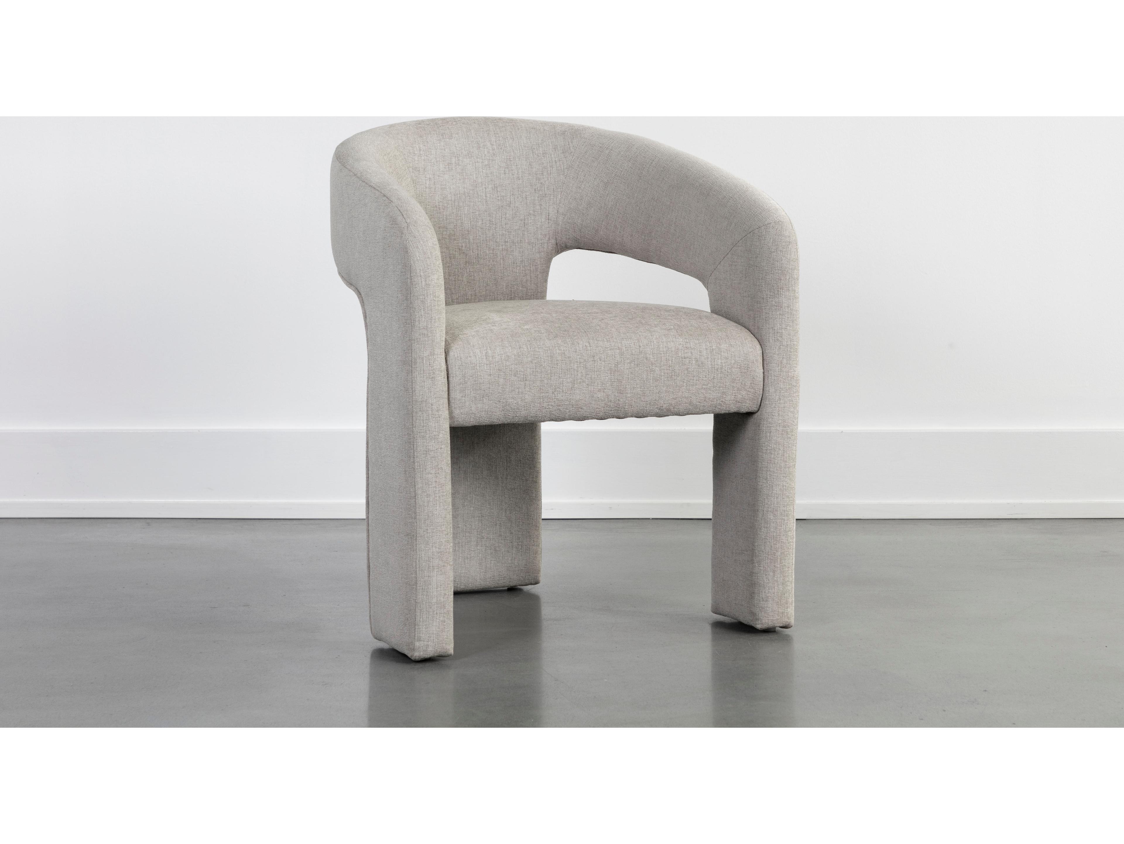 Sunpan Isidore Gray Upholstered Arm Dining Chair