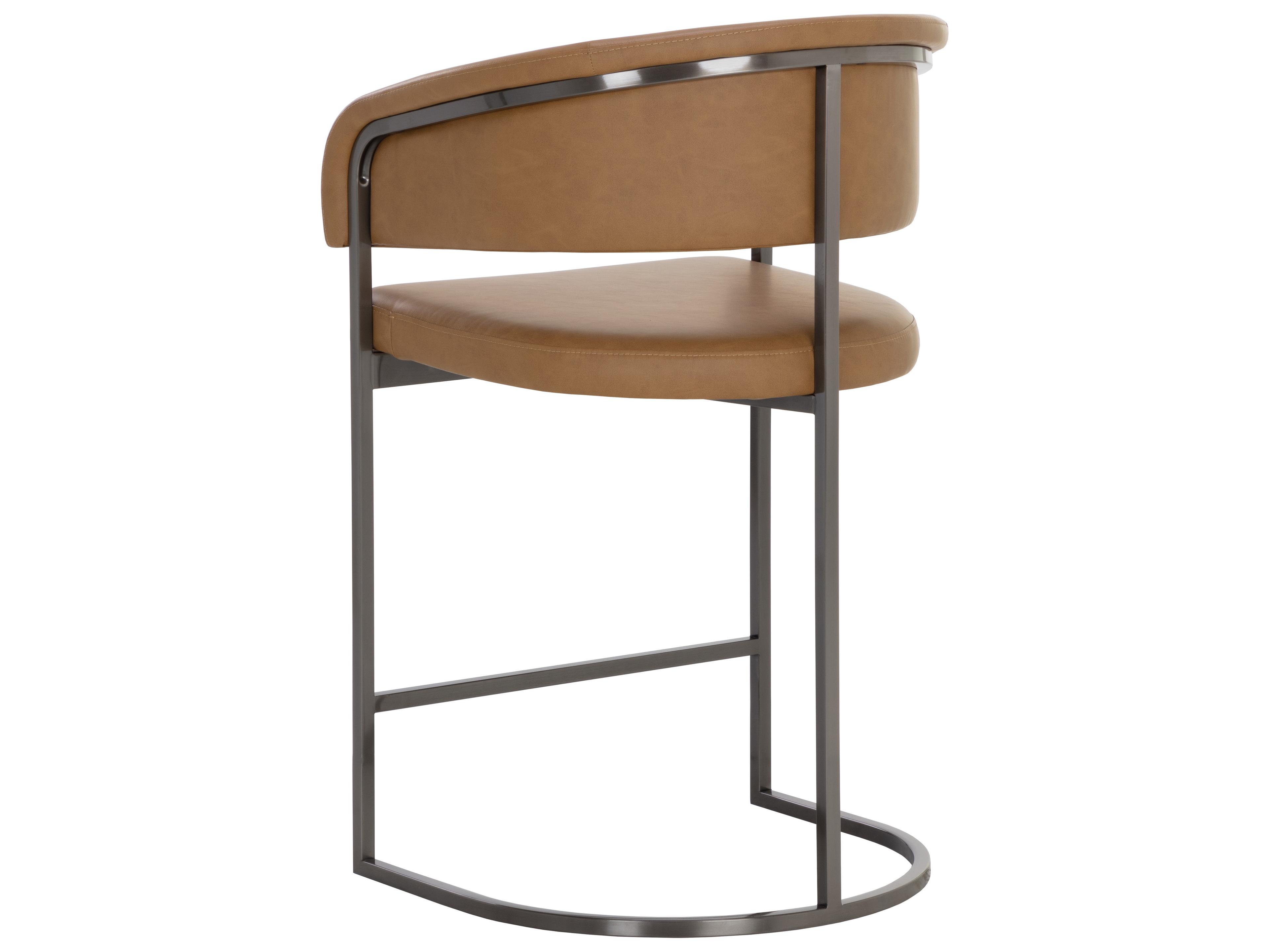 Sunpan Ikon Gunmetal Faux Leather Counter Stool