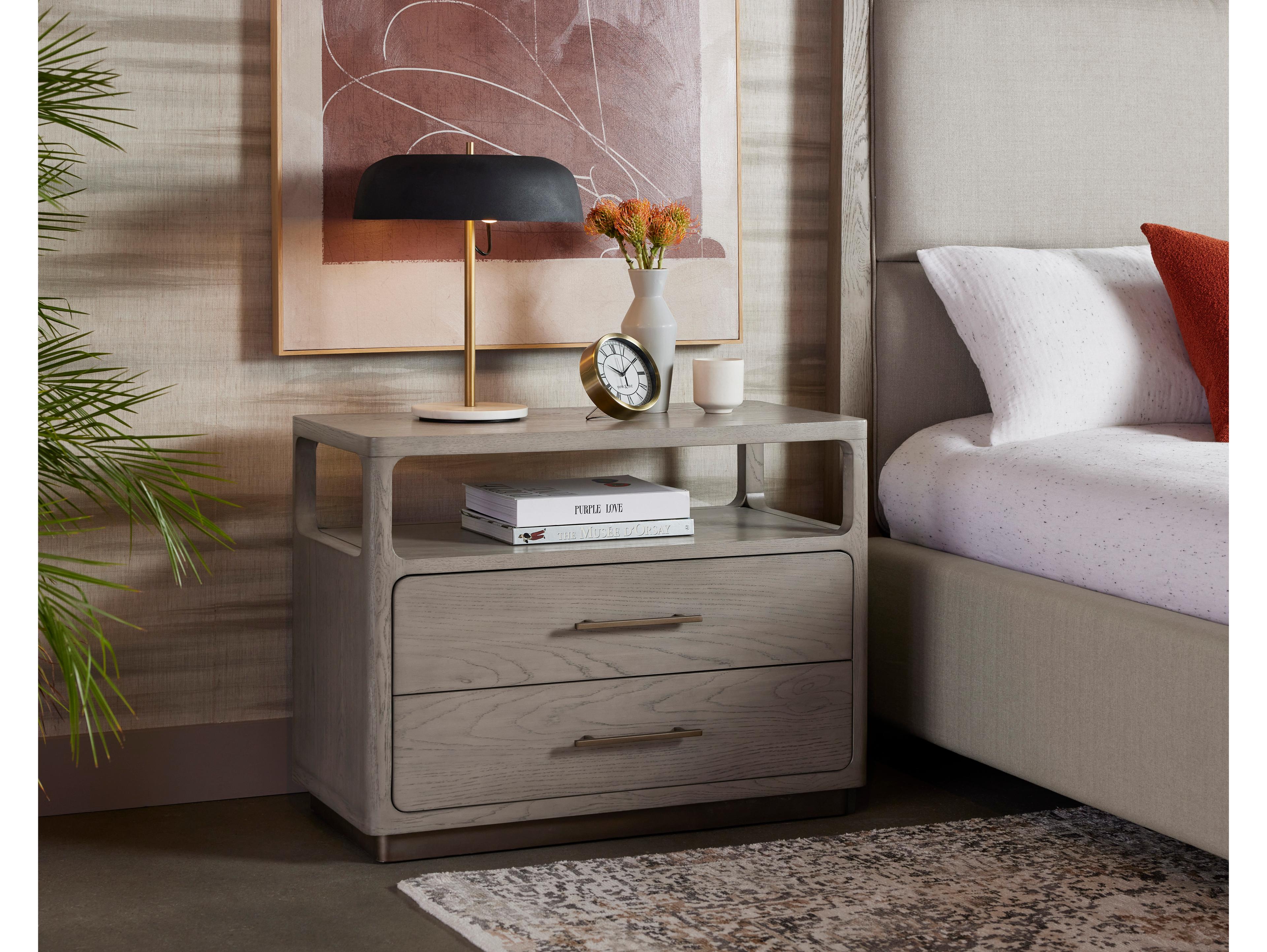 Sunpan Danette 2-Drawers Gray Oak Wood Nightstand