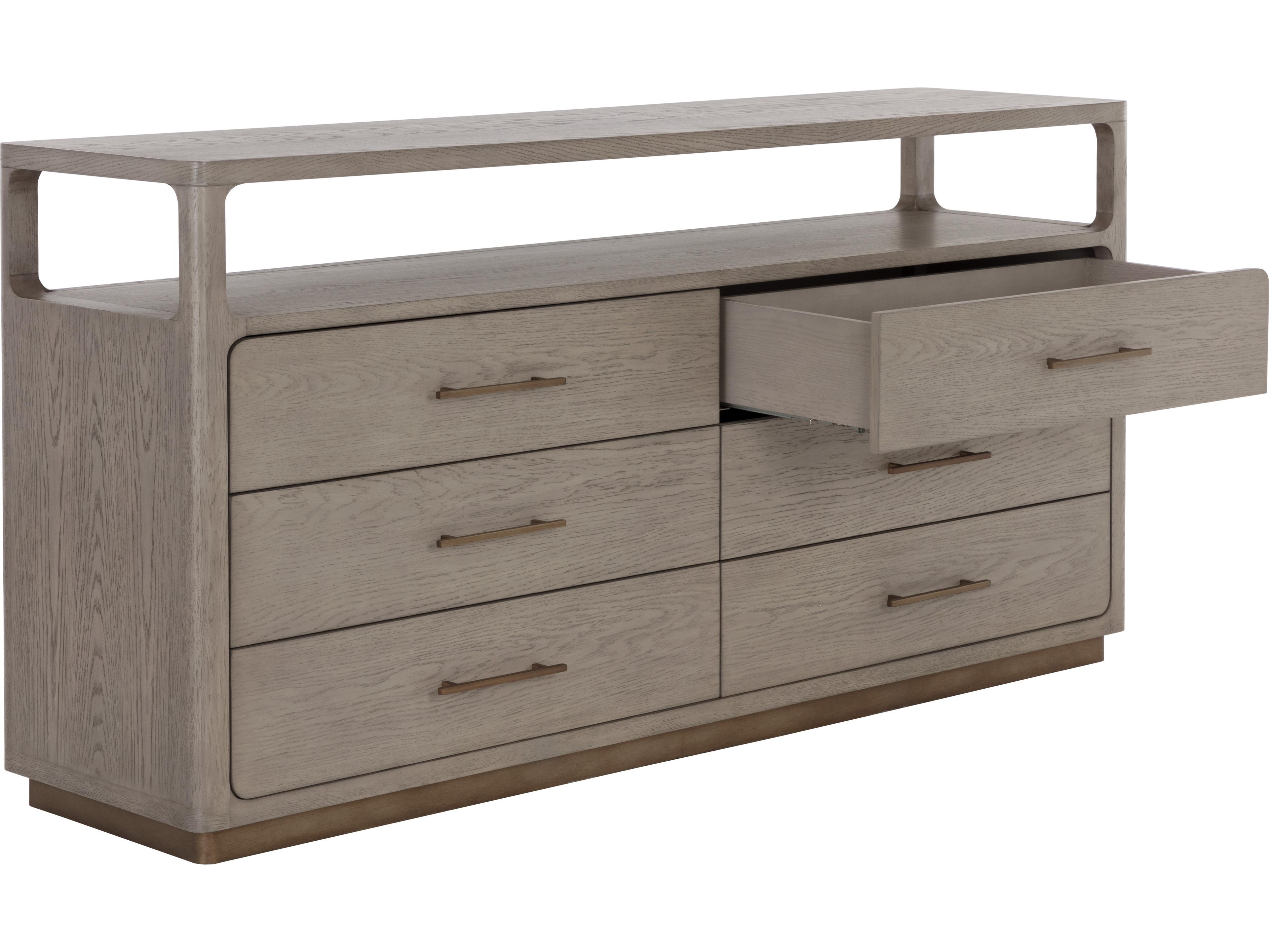 Sunpan Danette 6-Drawers Gray Oak Wood Double Dresser