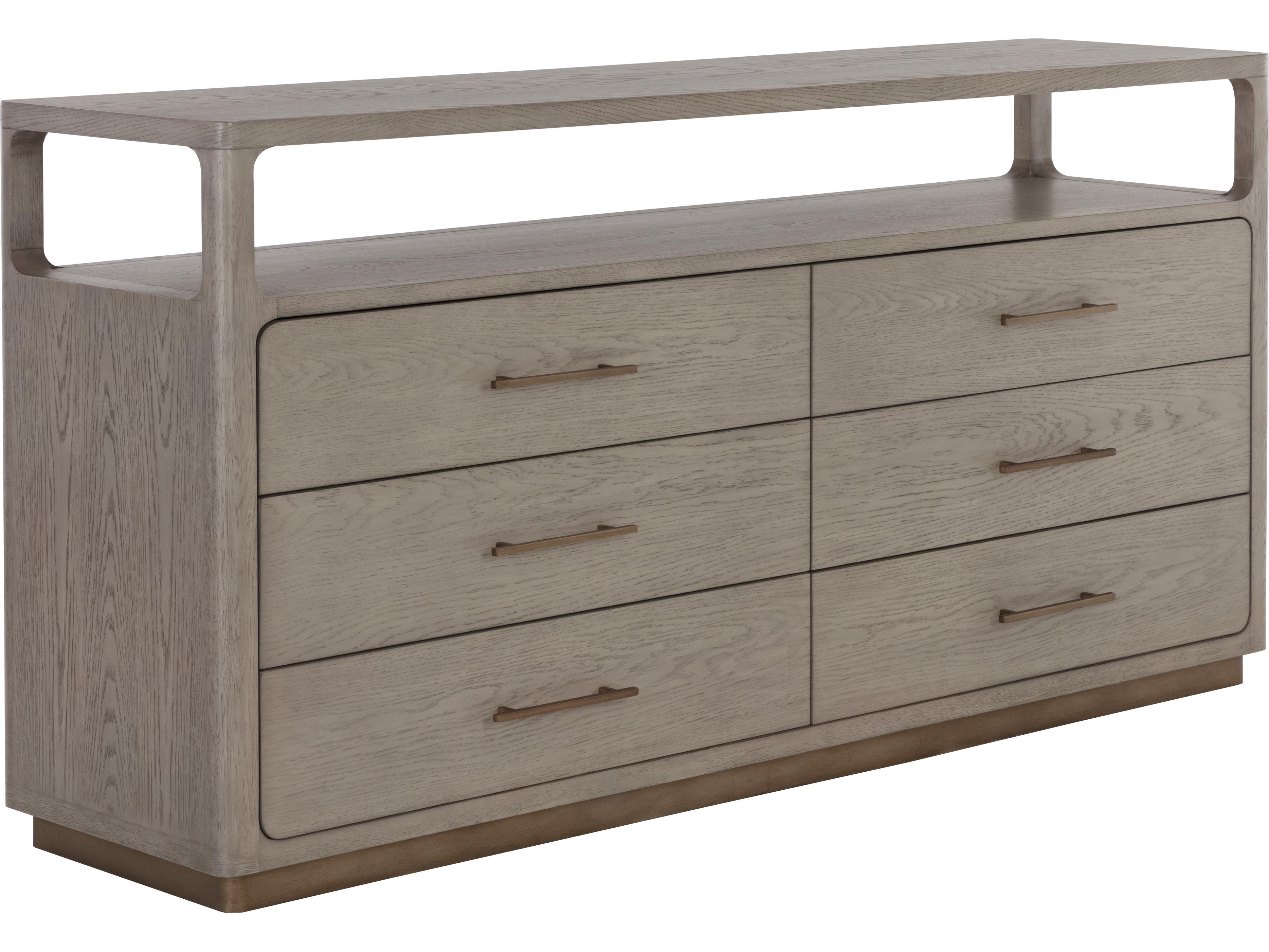 Sunpan Danette 6-Drawers Gray Oak Wood Double Dresser