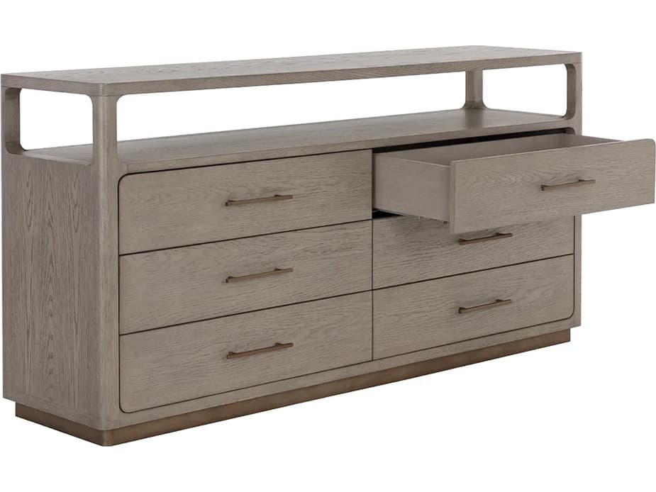 Sunpan Danette 6-Drawers Gray Oak Wood Double Dresser