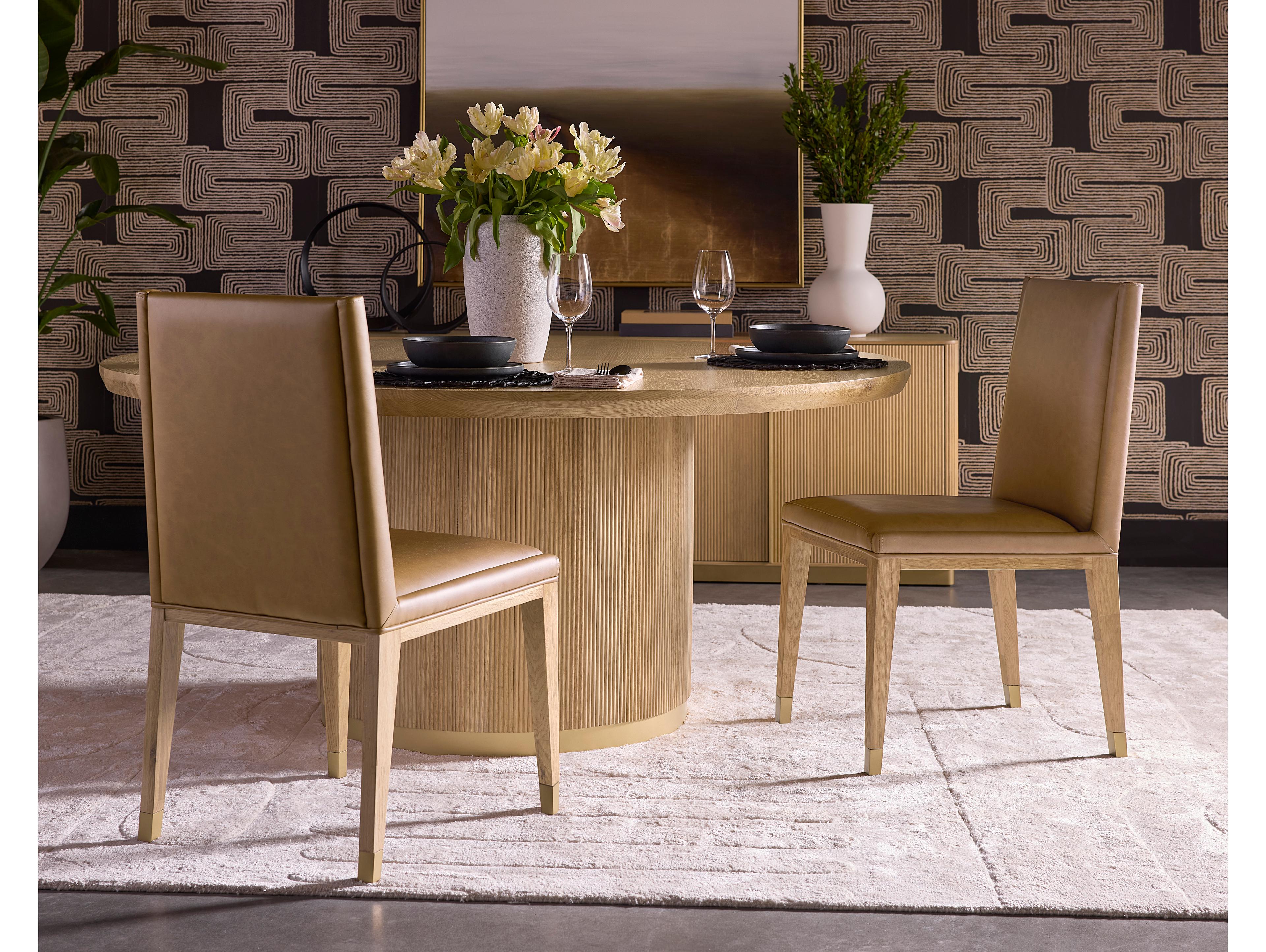 Sunpan Kalla Oak Wood Faux Leather Side Dining Chair