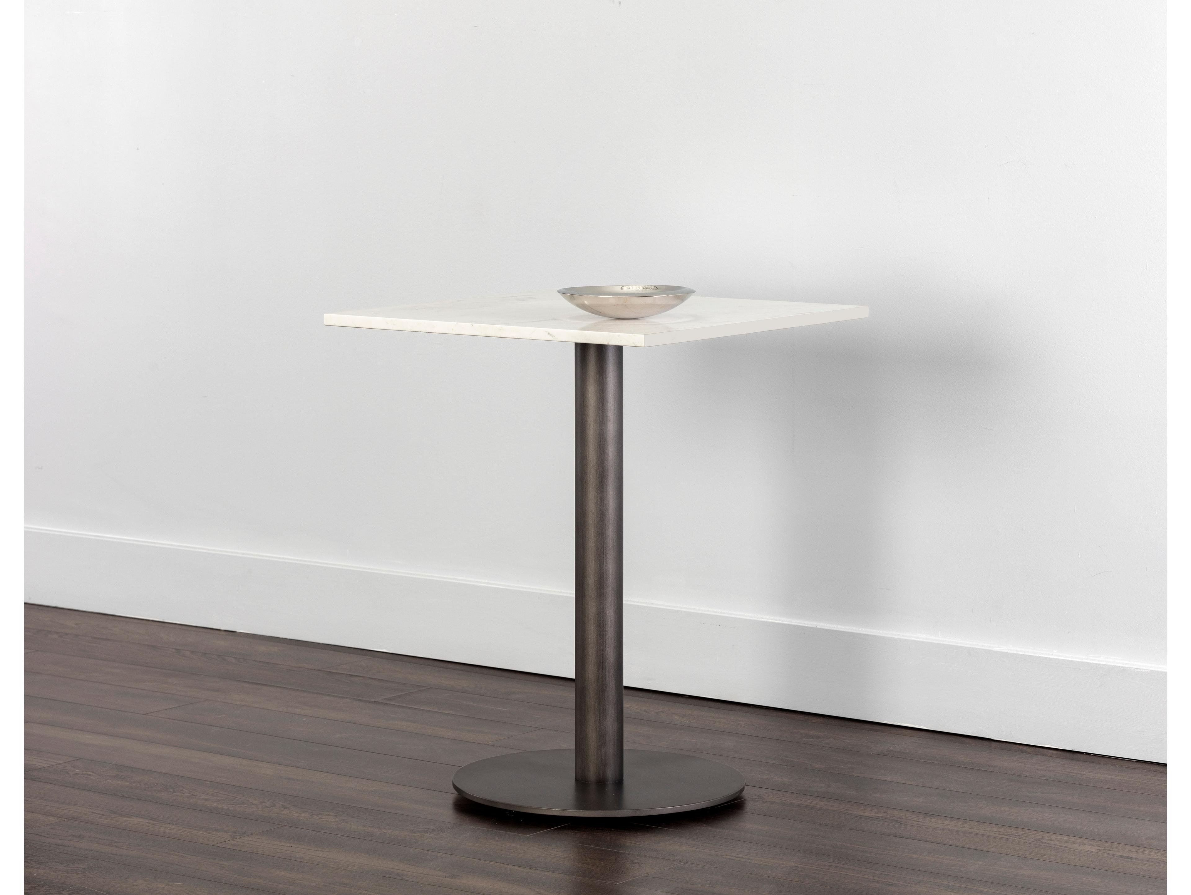 Sunpan Claudia Square Marble White Pewter Dining Table