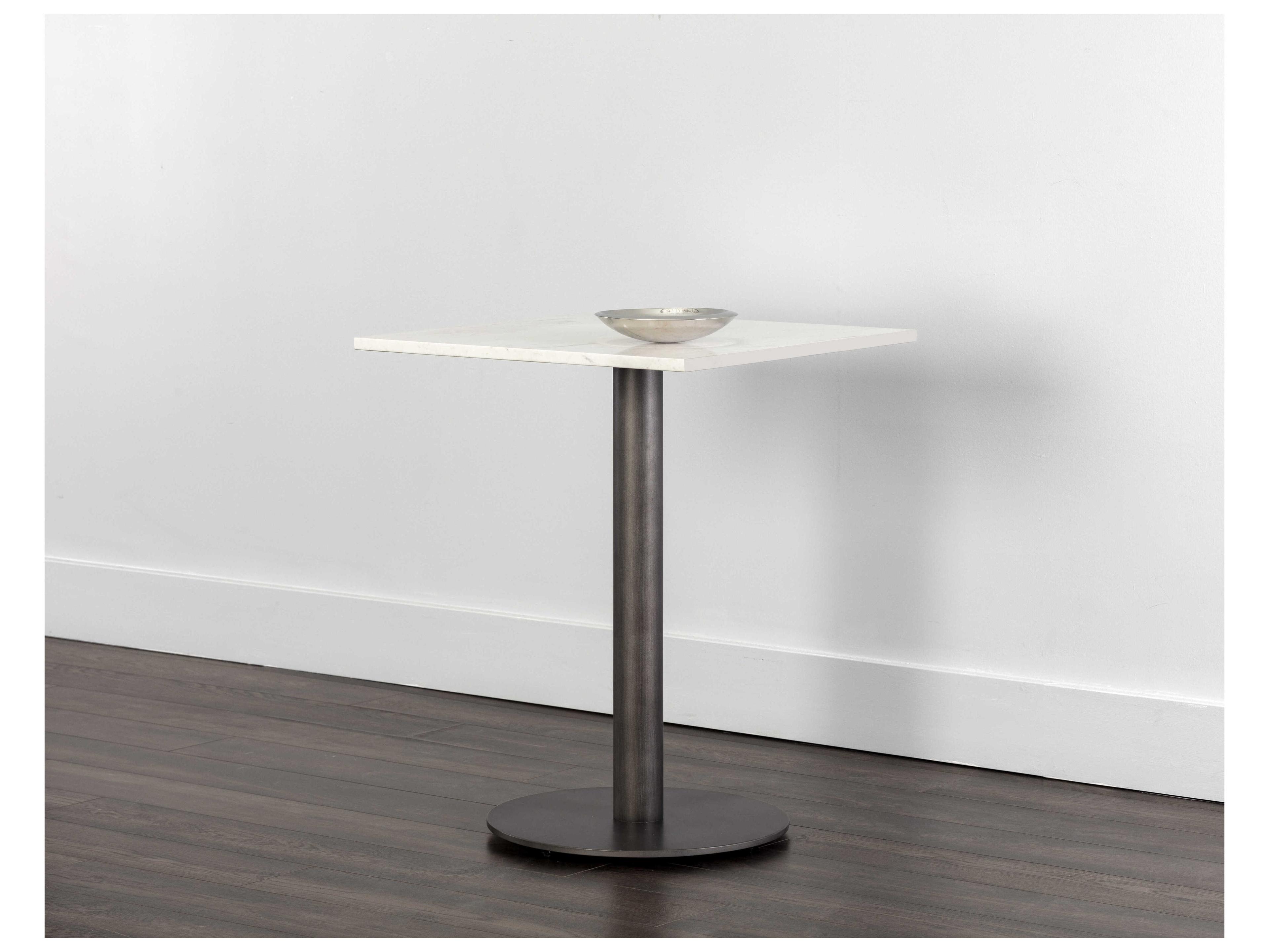 Sunpan Claudia Square Marble White Pewter Dining Table