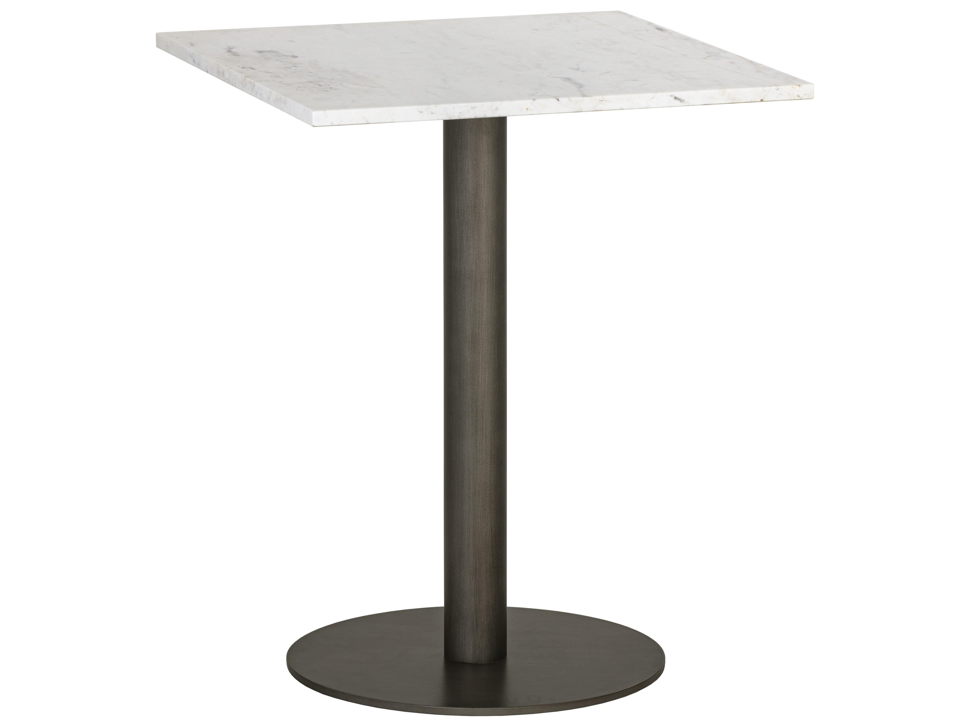 Sunpan Claudia Square Marble White Pewter Dining Table