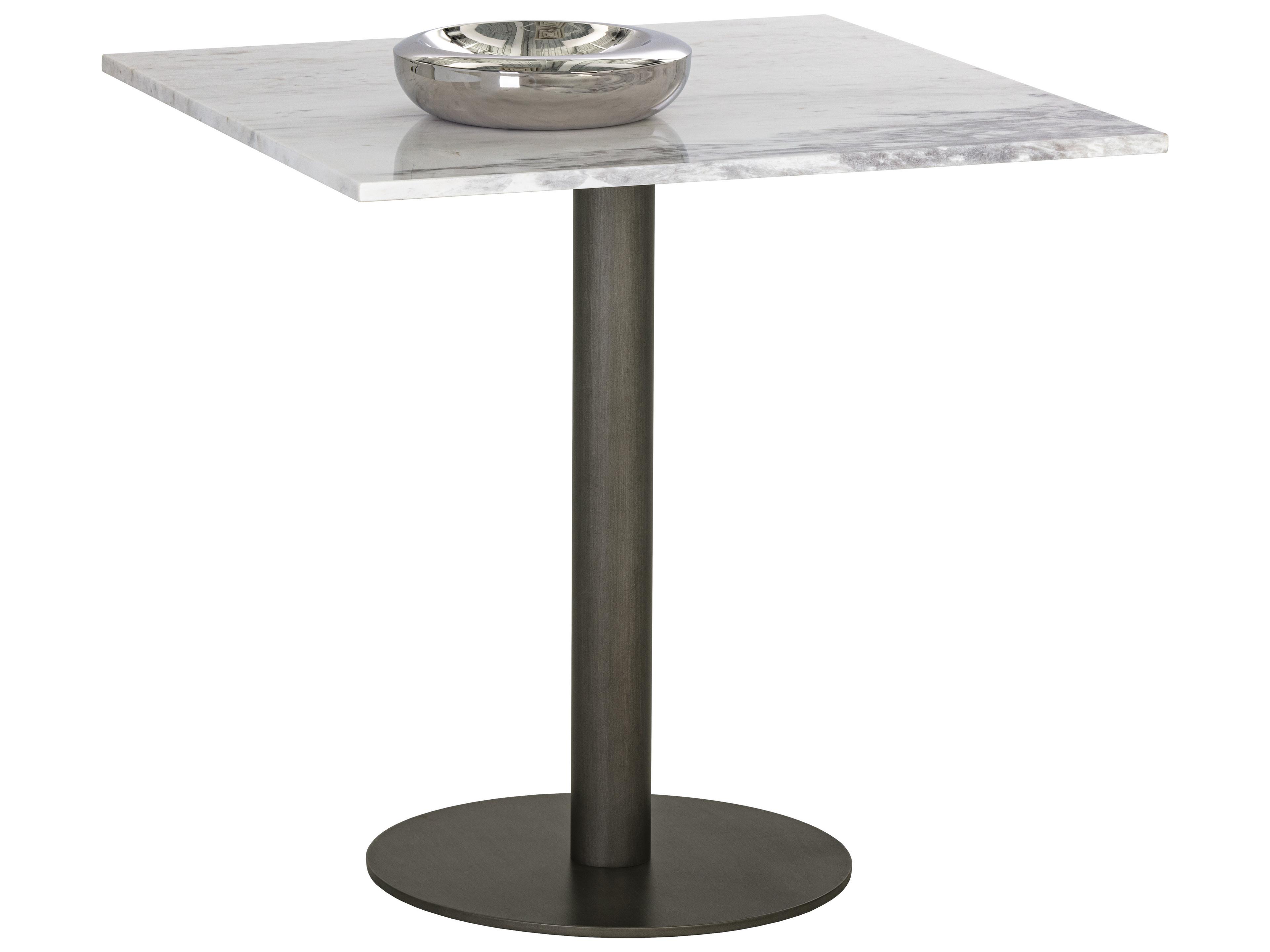 Sunpan Claudia Square Marble White Pewter Dining Table