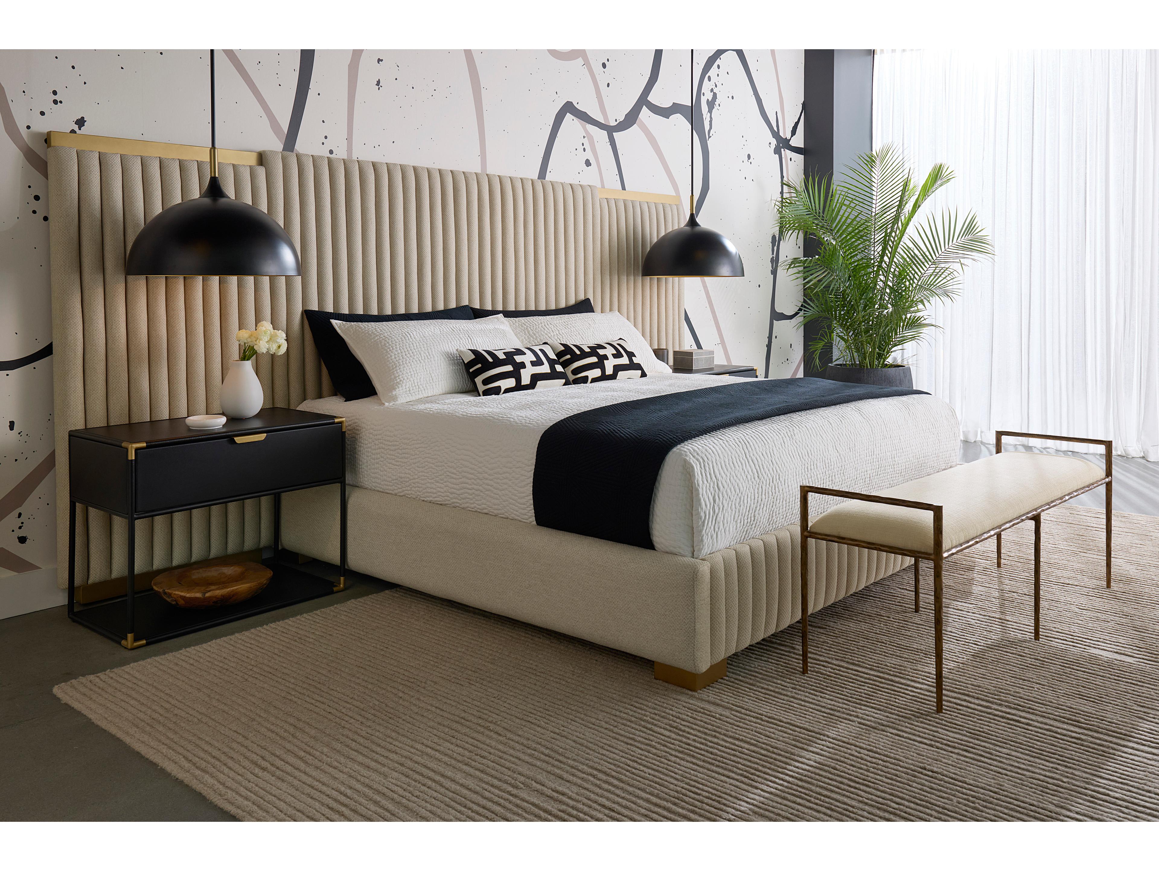 Sunpan Tarrant Taupe Beige Upholstered King Platform Bed