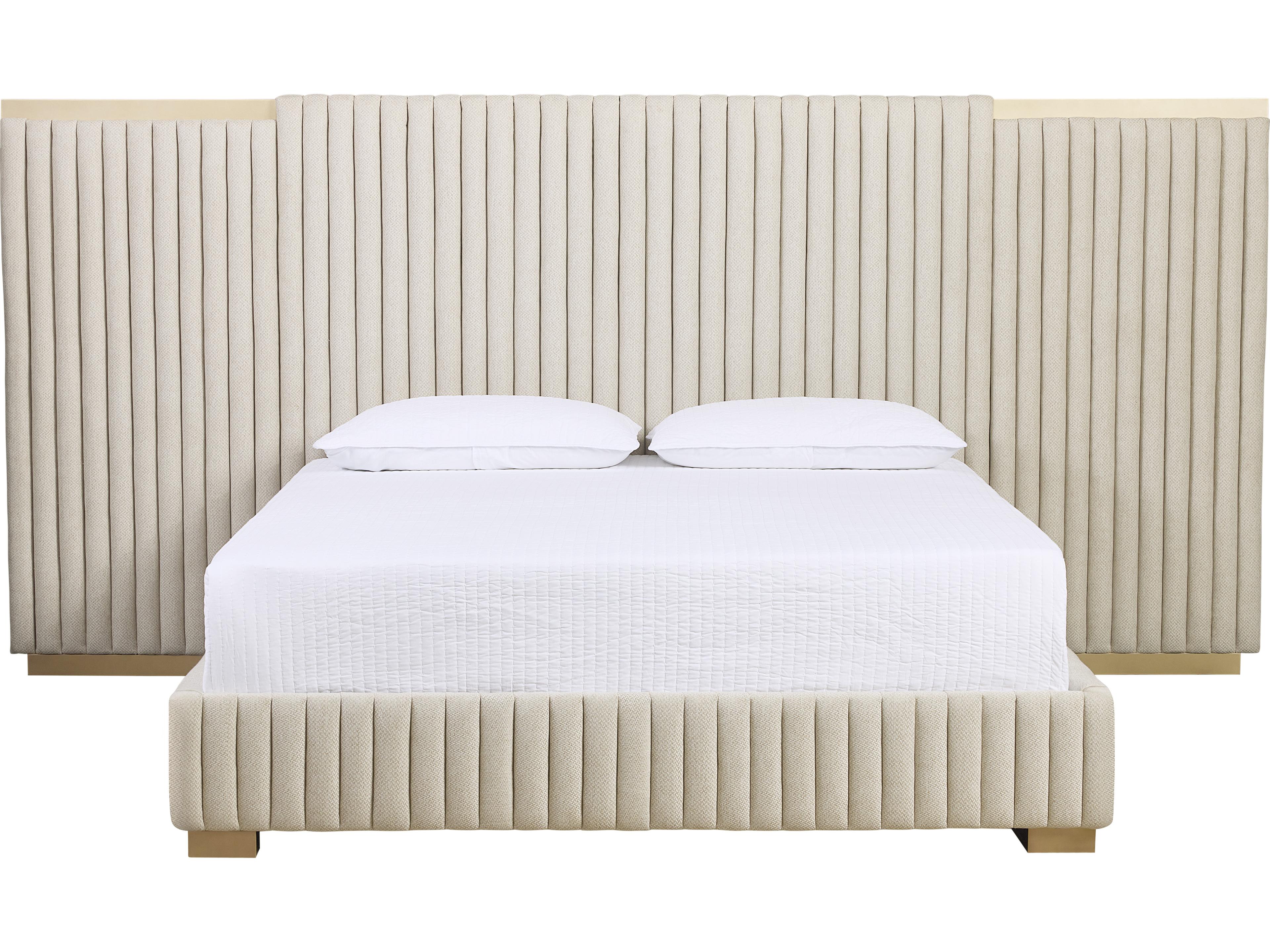Sunpan Tarrant Taupe Beige Upholstered King Platform Bed