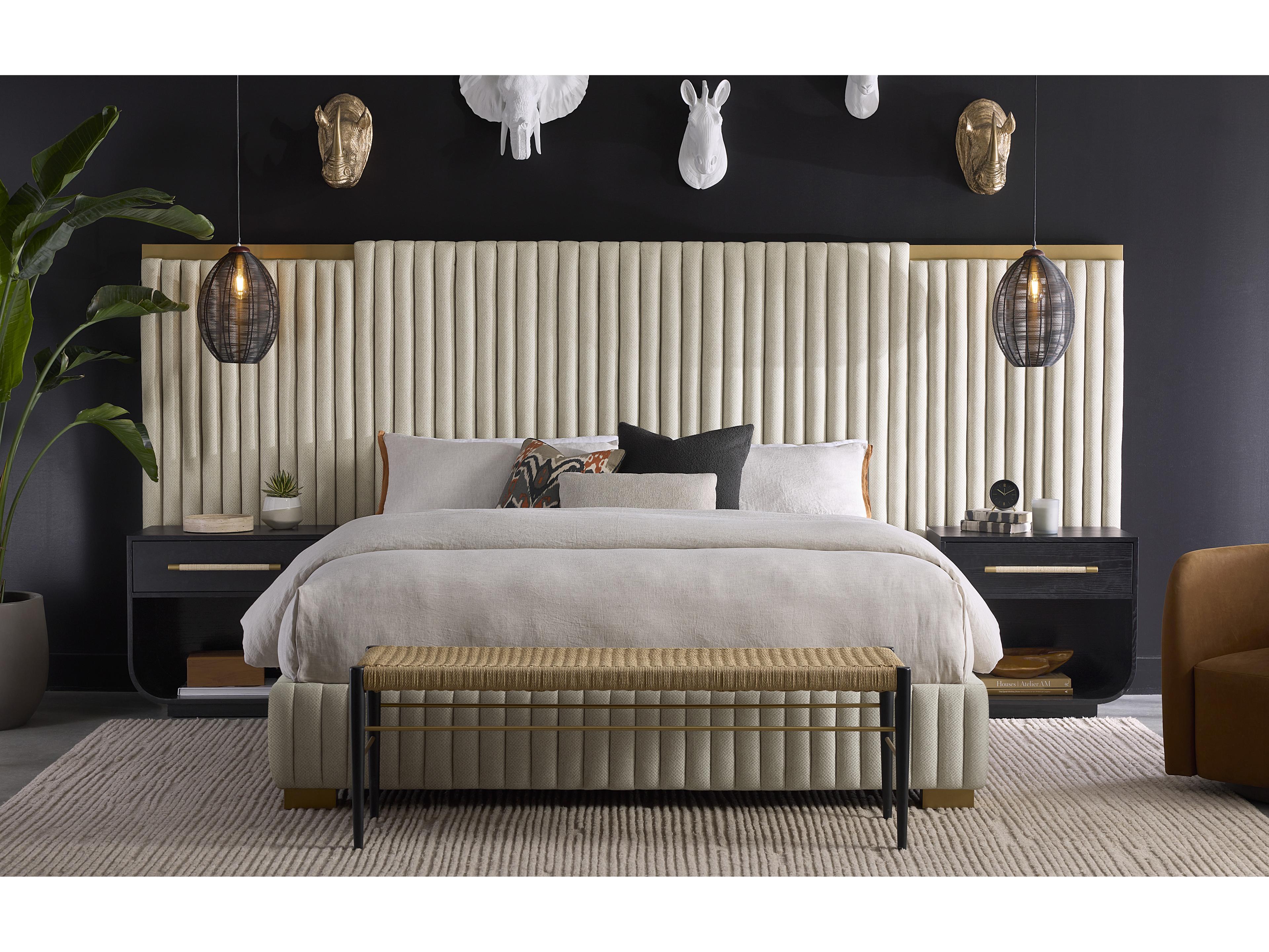 Sunpan Tarrant Taupe Beige Upholstered King Platform Bed