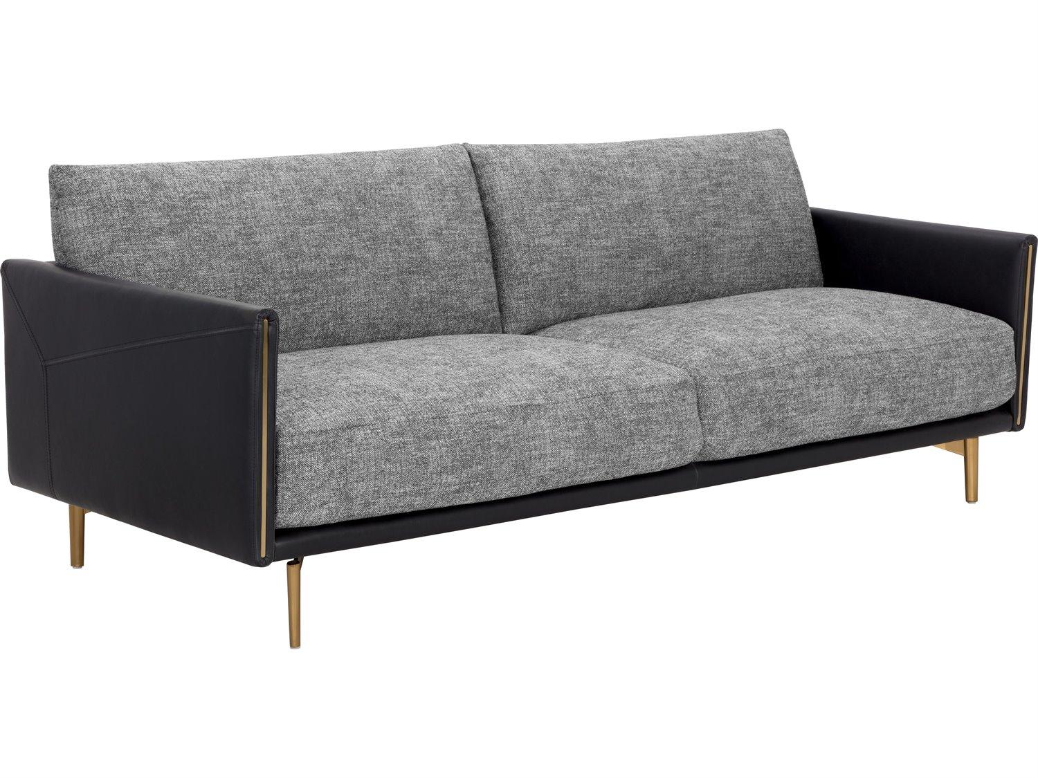 Sunpan Ashi Nash Zebra Coal Black Gray Upholstered Sofa