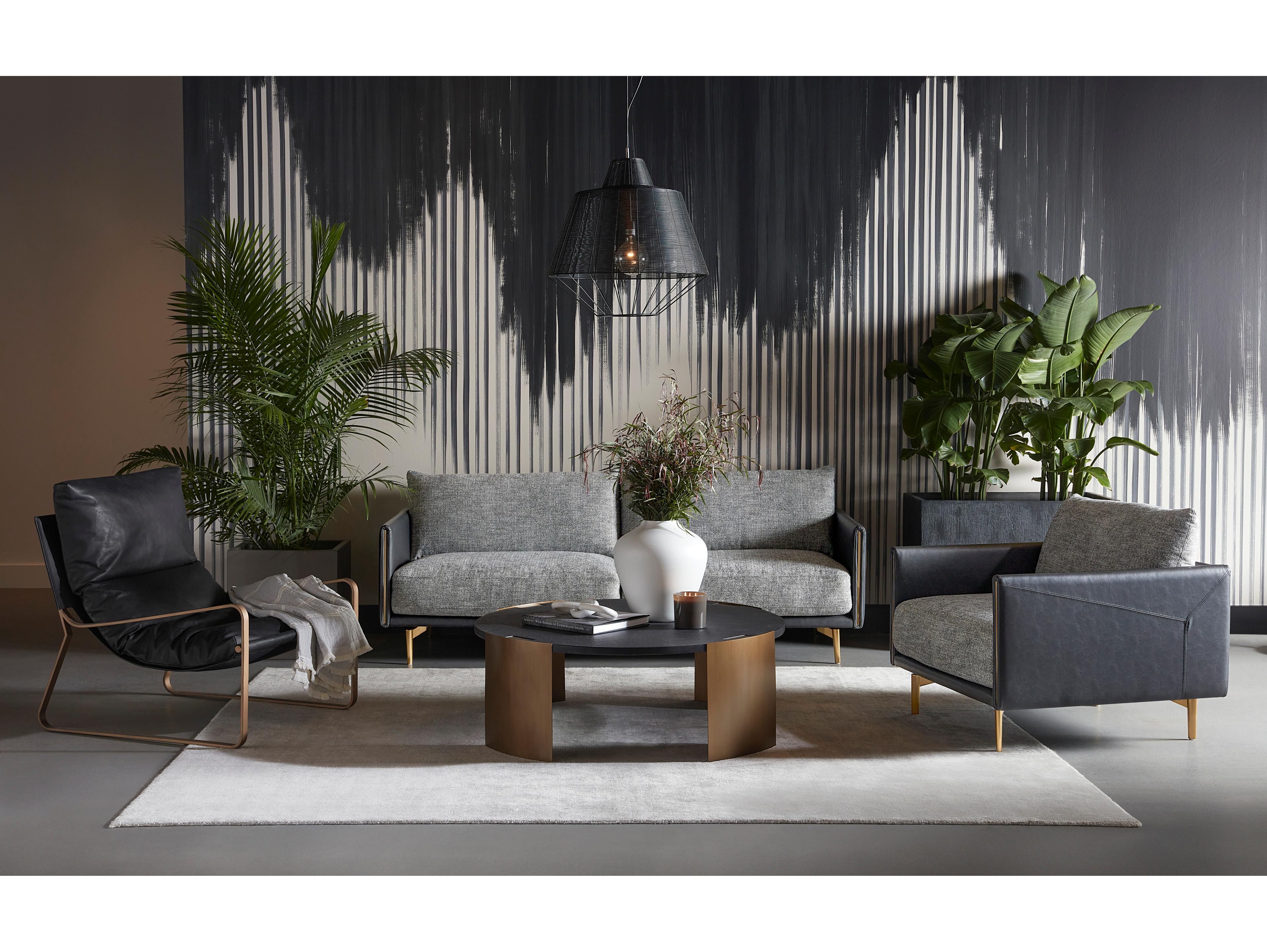 Sunpan Ashi Nash Zebra Coal Black Gray Upholstered Sofa