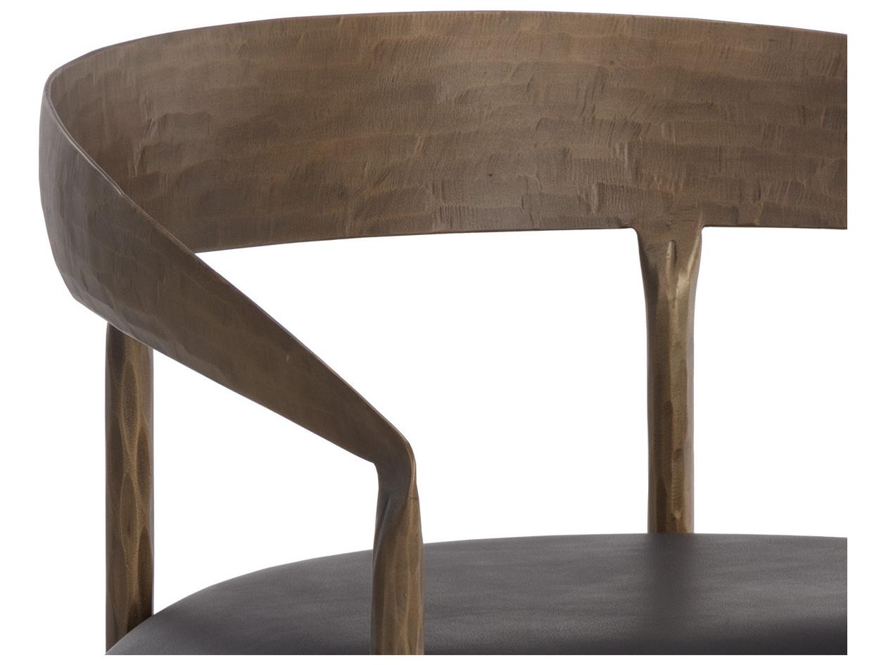 Sunpan Zanatta Black Leather Arm Dining Chair