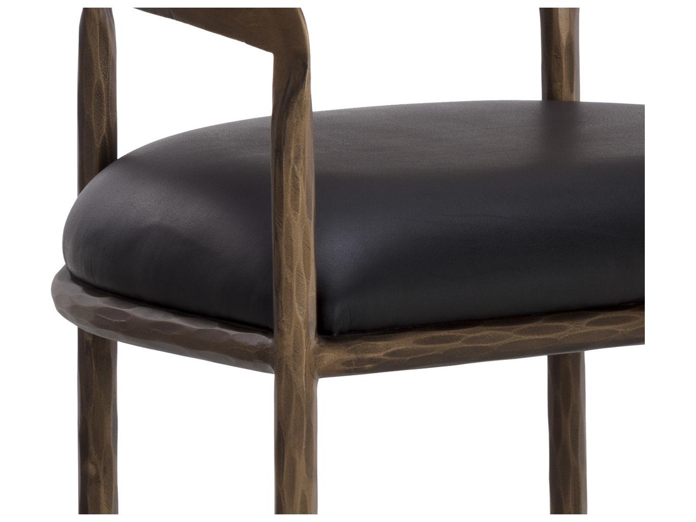 Sunpan Zanatta Charcoal Black Leather Bar Stool