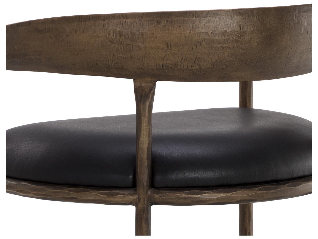 Sunpan Zanatta Charcoal Black Leather Bar Stool