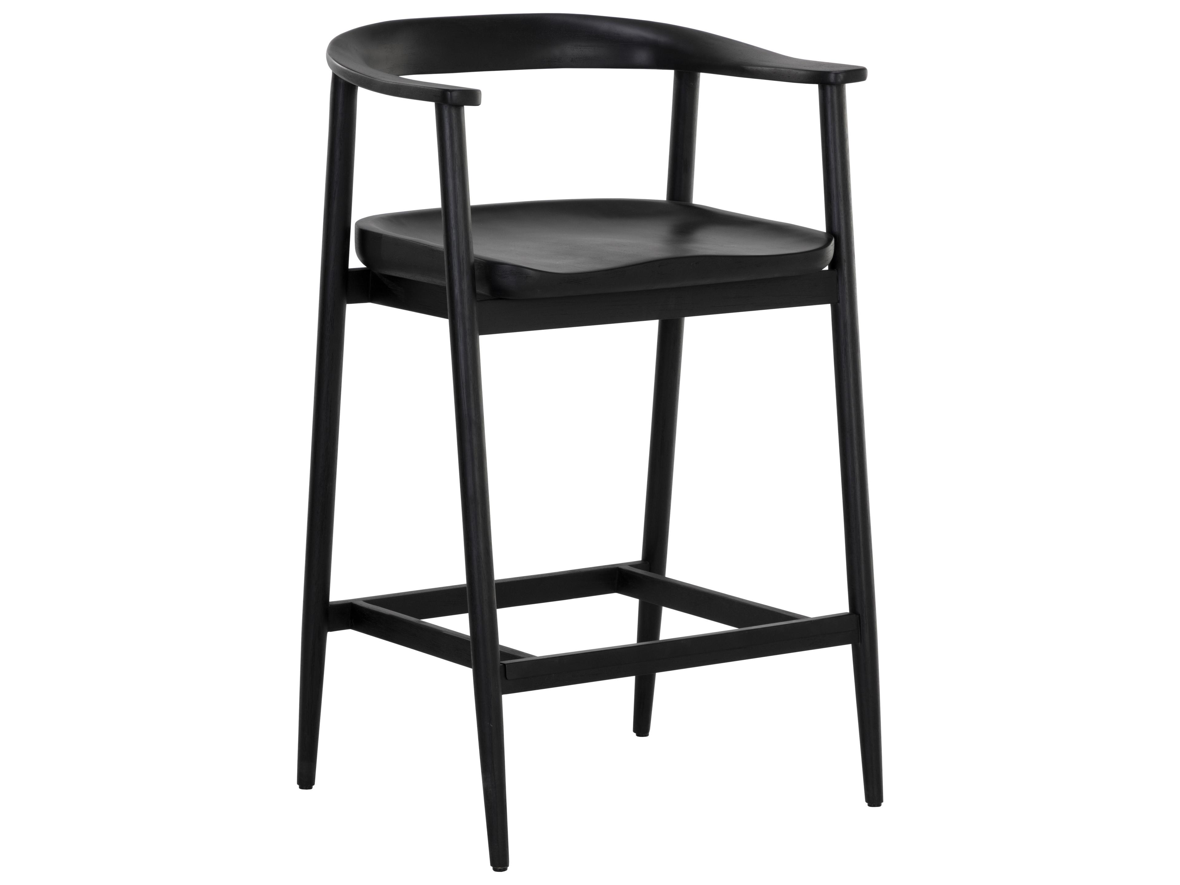 Sunpan Jeremy Black Oak Wood Counter Stool