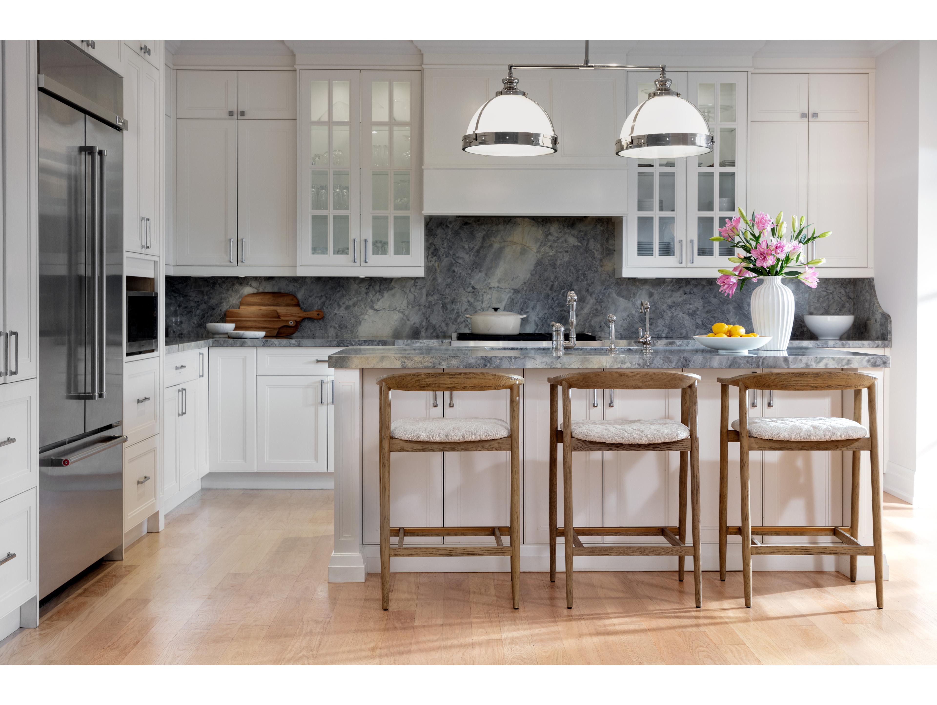 Sunpan Jeremy Weathered Oak Dove Cream Upholstered Wood Counter Stool