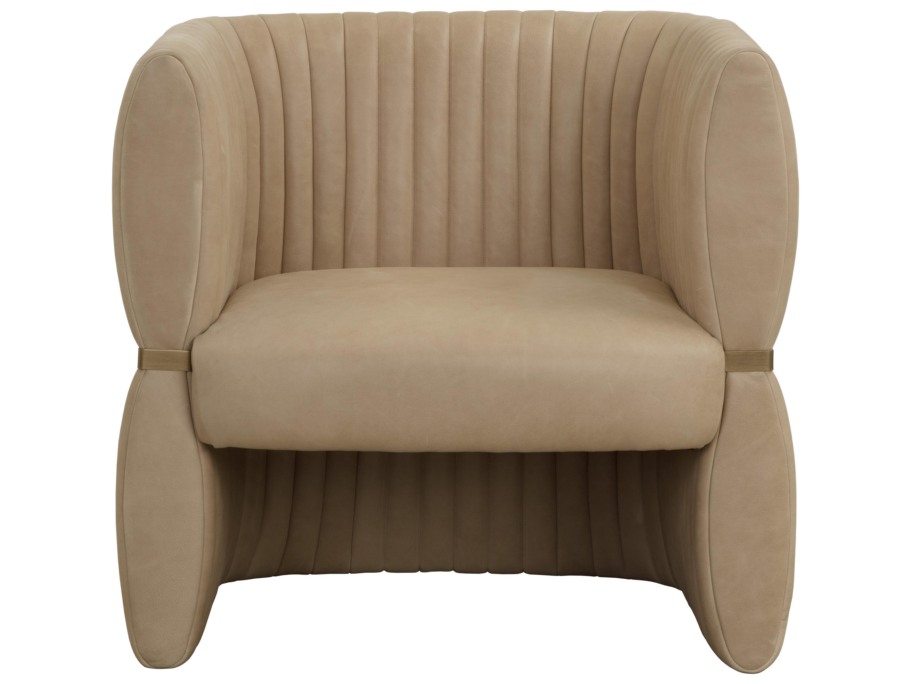 Sunpan Tryor Beige Leather Accent Chair