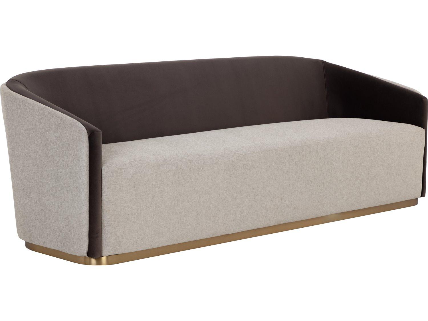 Sunpan Sheva Ernst Sandstone Meg Ash Brown Upholstered Sofa