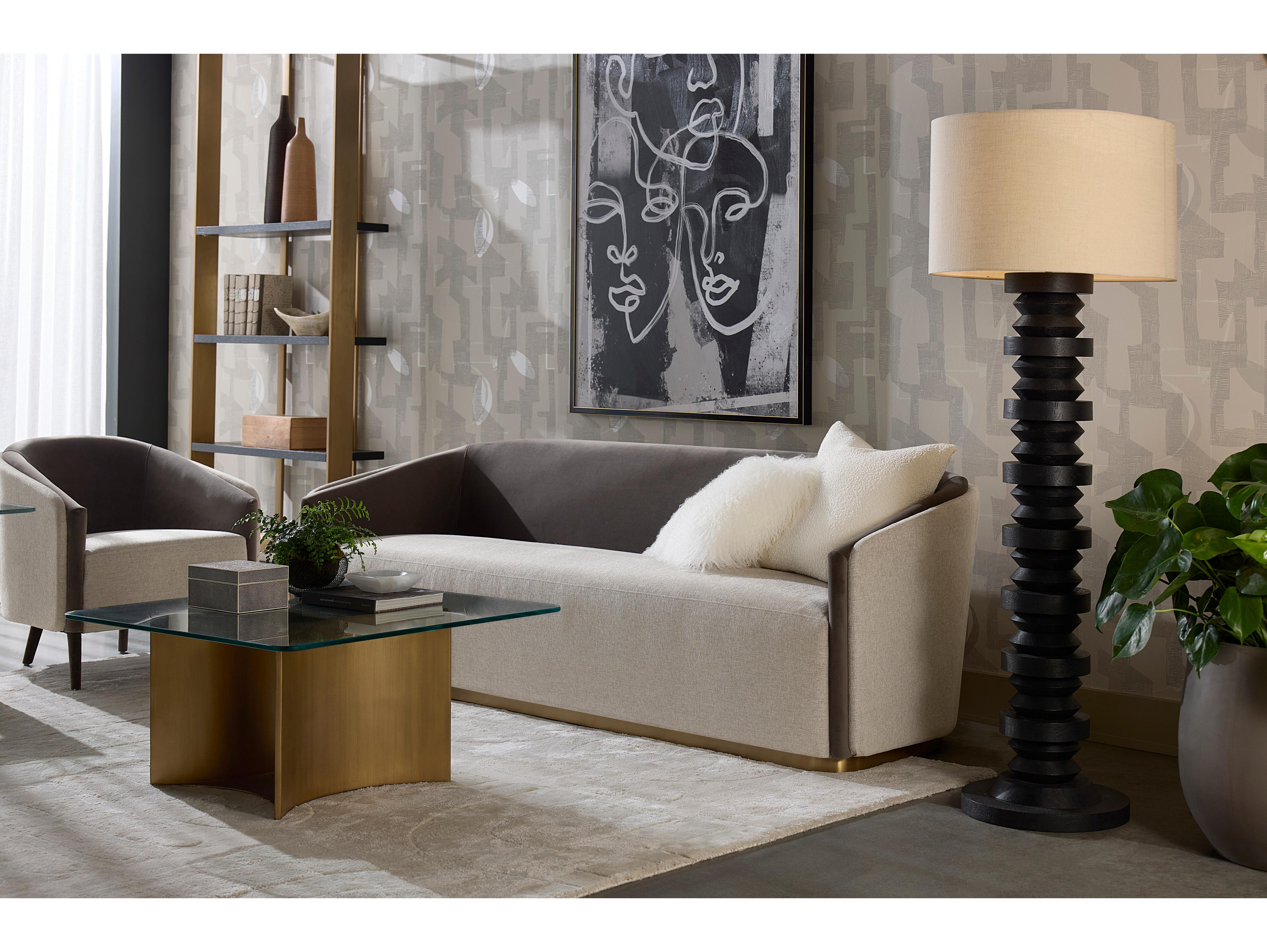 Sunpan Sheva Ernst Sandstone Meg Ash Brown Upholstered Sofa