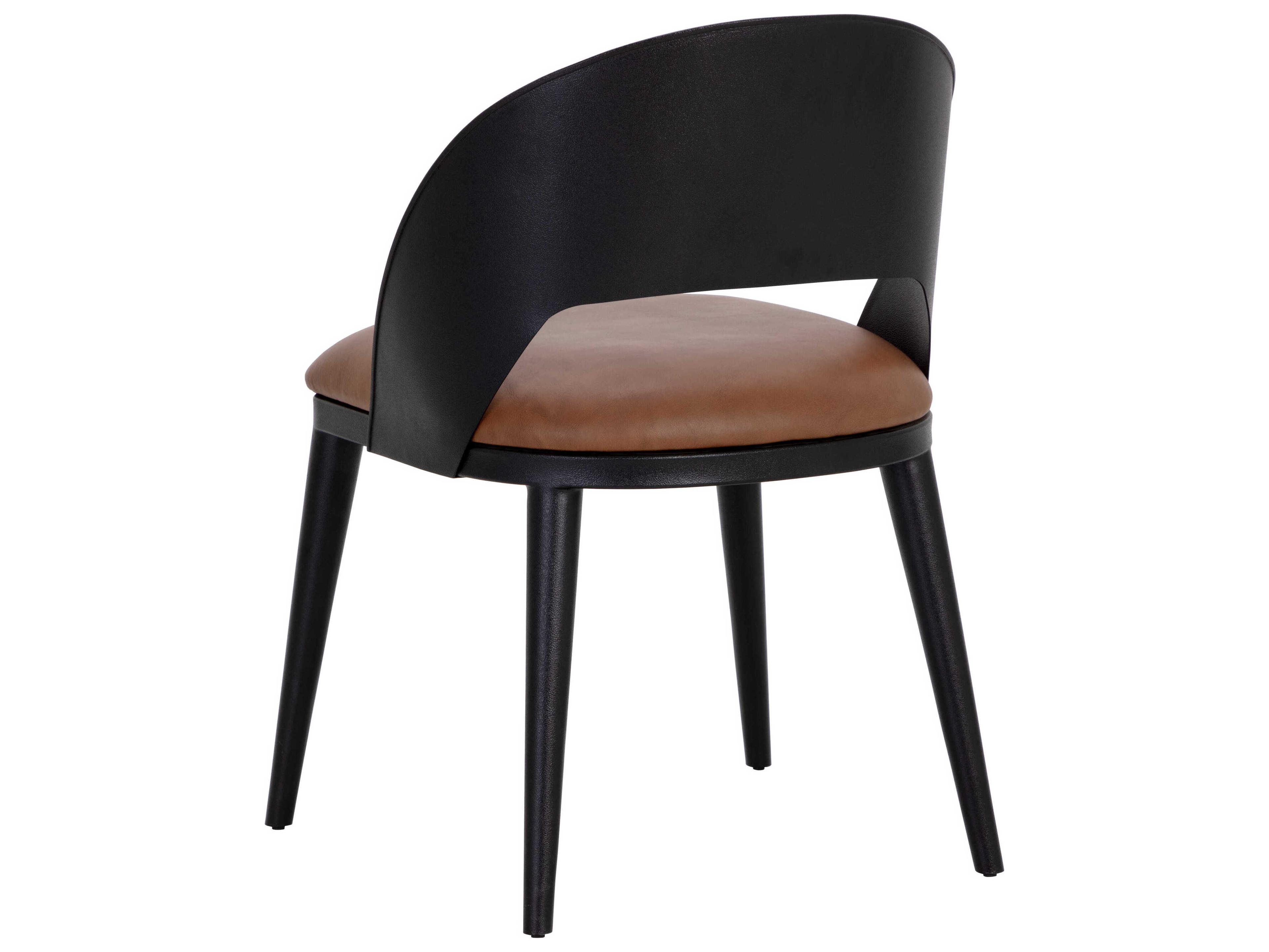 Sunpan Dezirae Black Leather Side Dining Chair