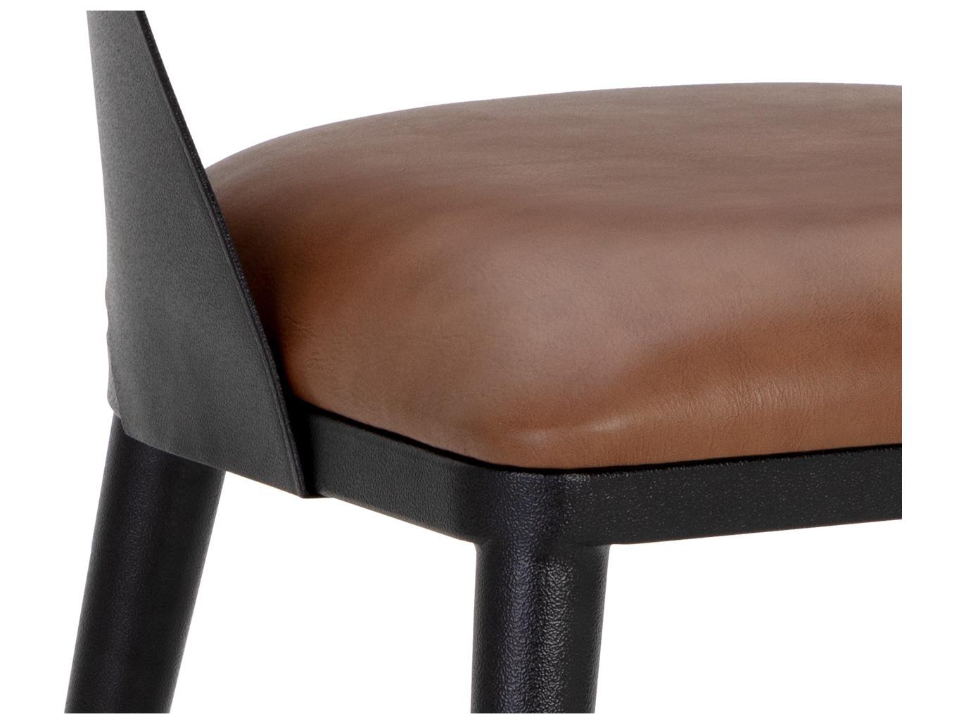 Sunpan Dezirae Black Leather Side Dining Chair