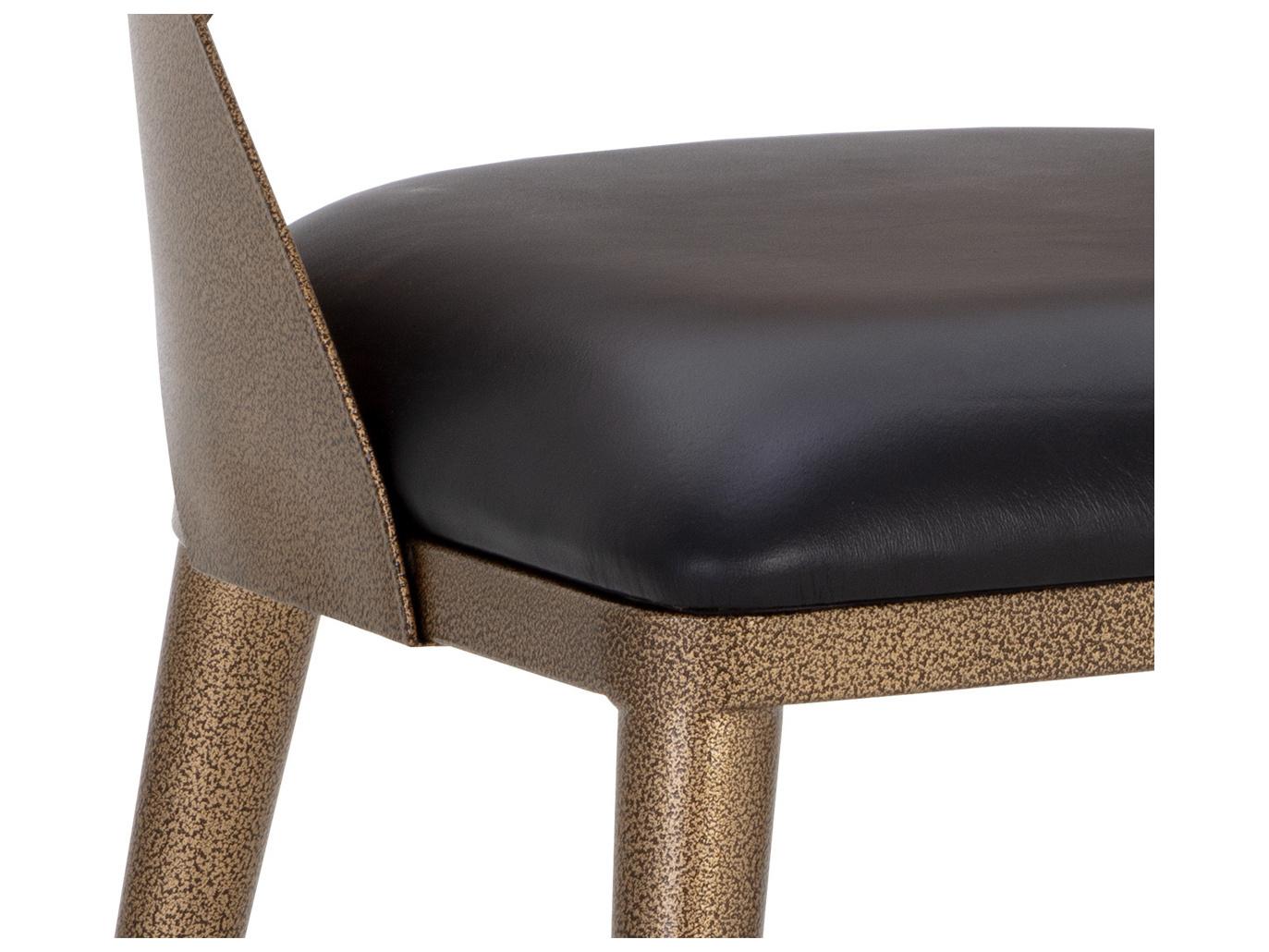 Sunpan Dezirae Charcoal Black Leather Side Dining Chair