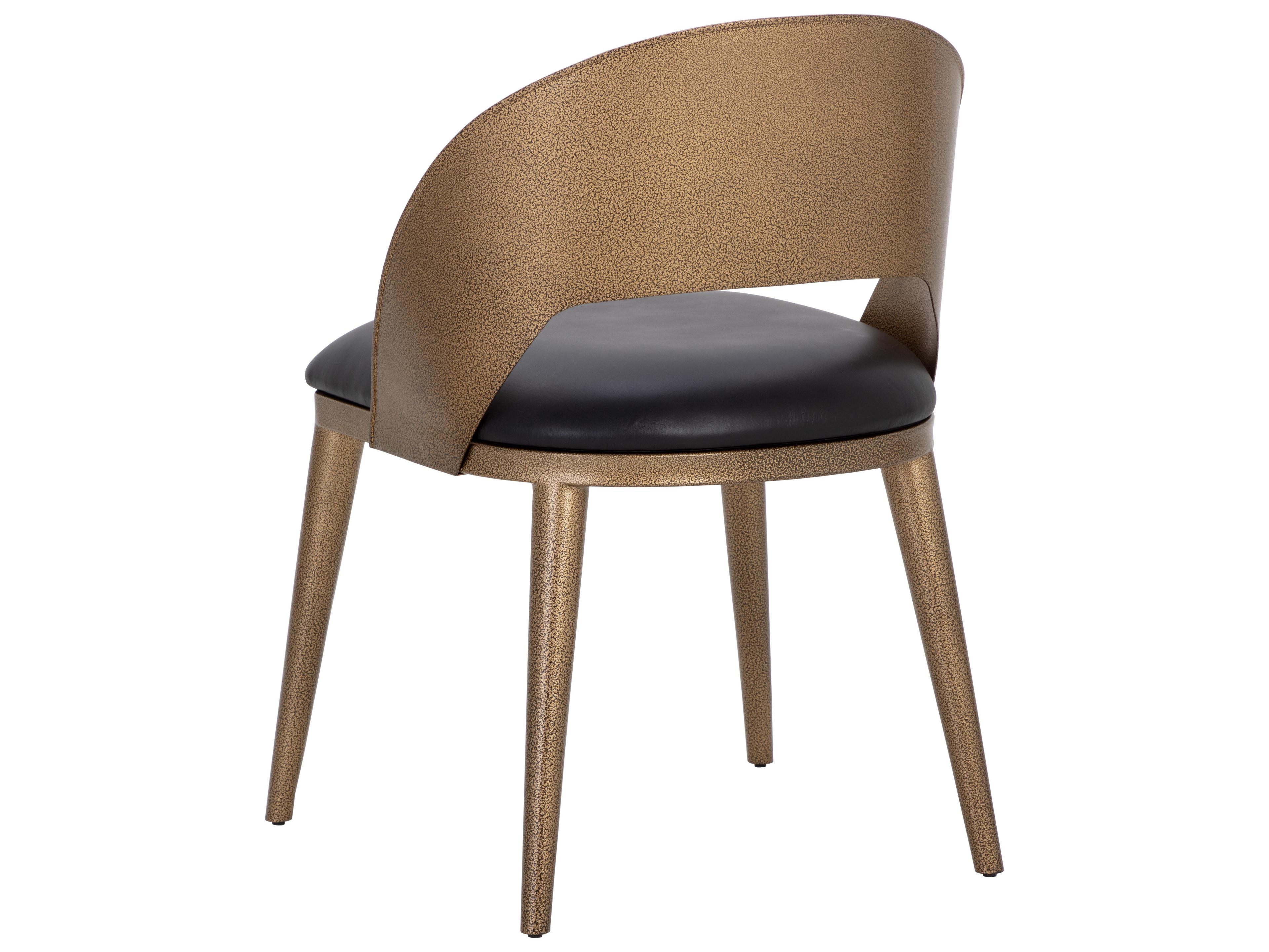 Sunpan Dezirae Charcoal Black Leather Side Dining Chair