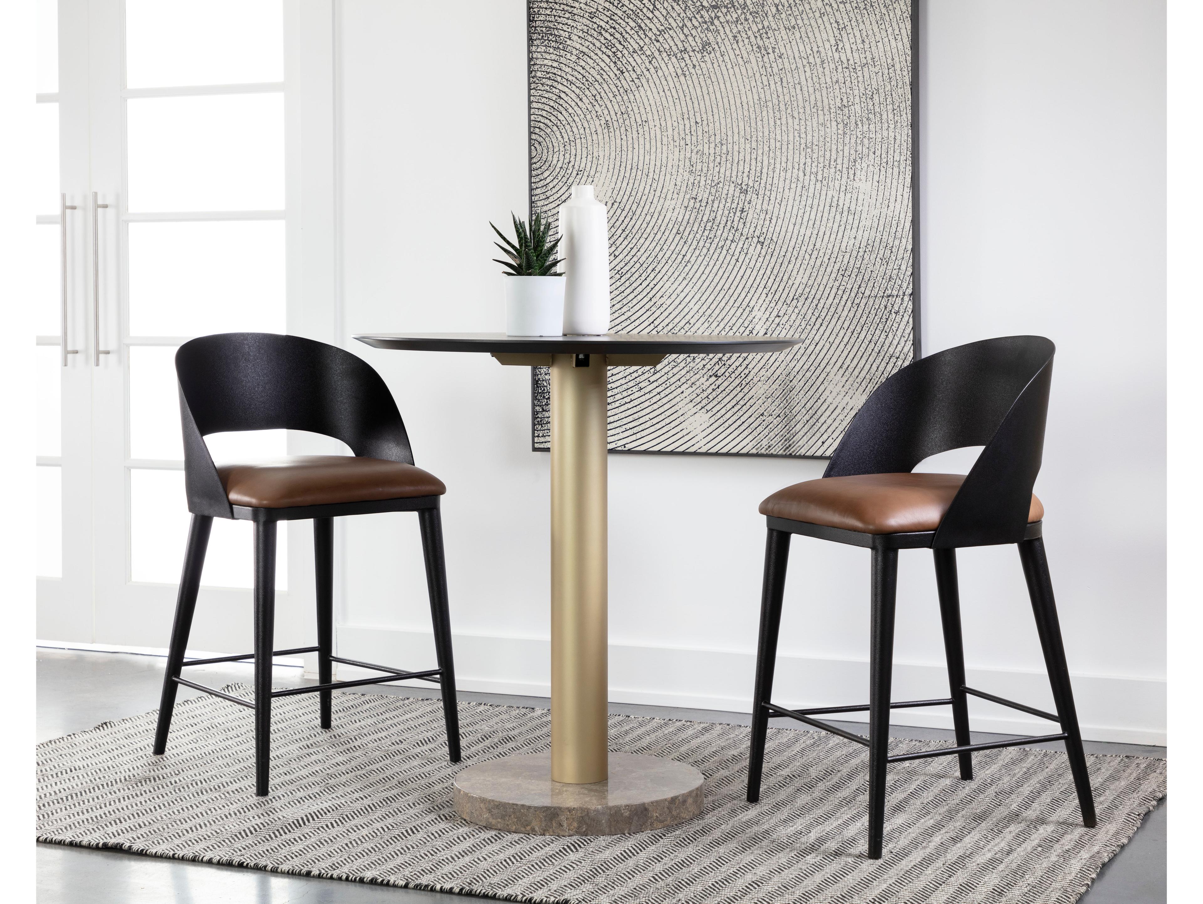 Sunpan Dezirae Black Cognac Leather Counter Stool
