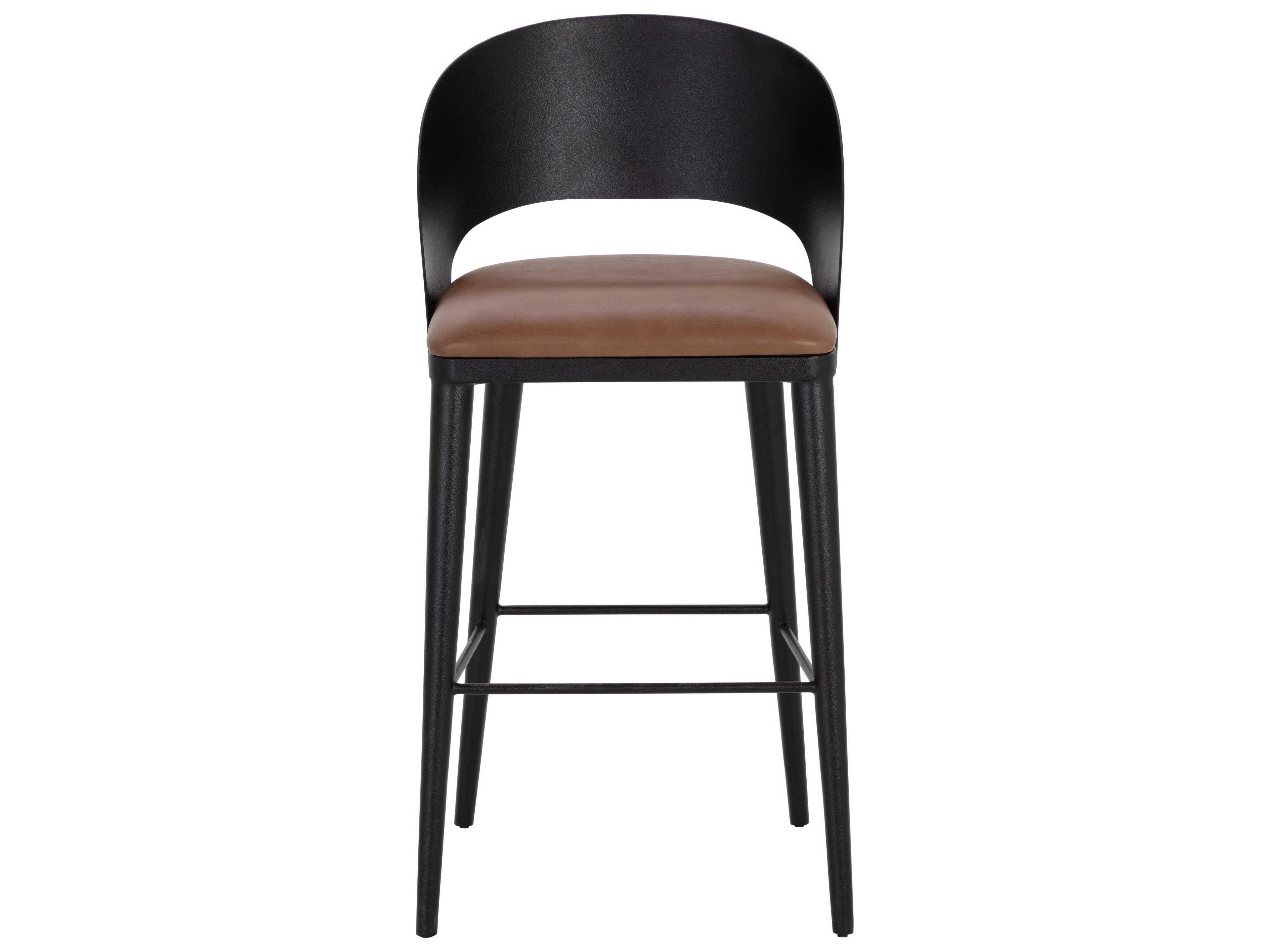 Sunpan Dezirae Black Cognac Leather Bar Stool