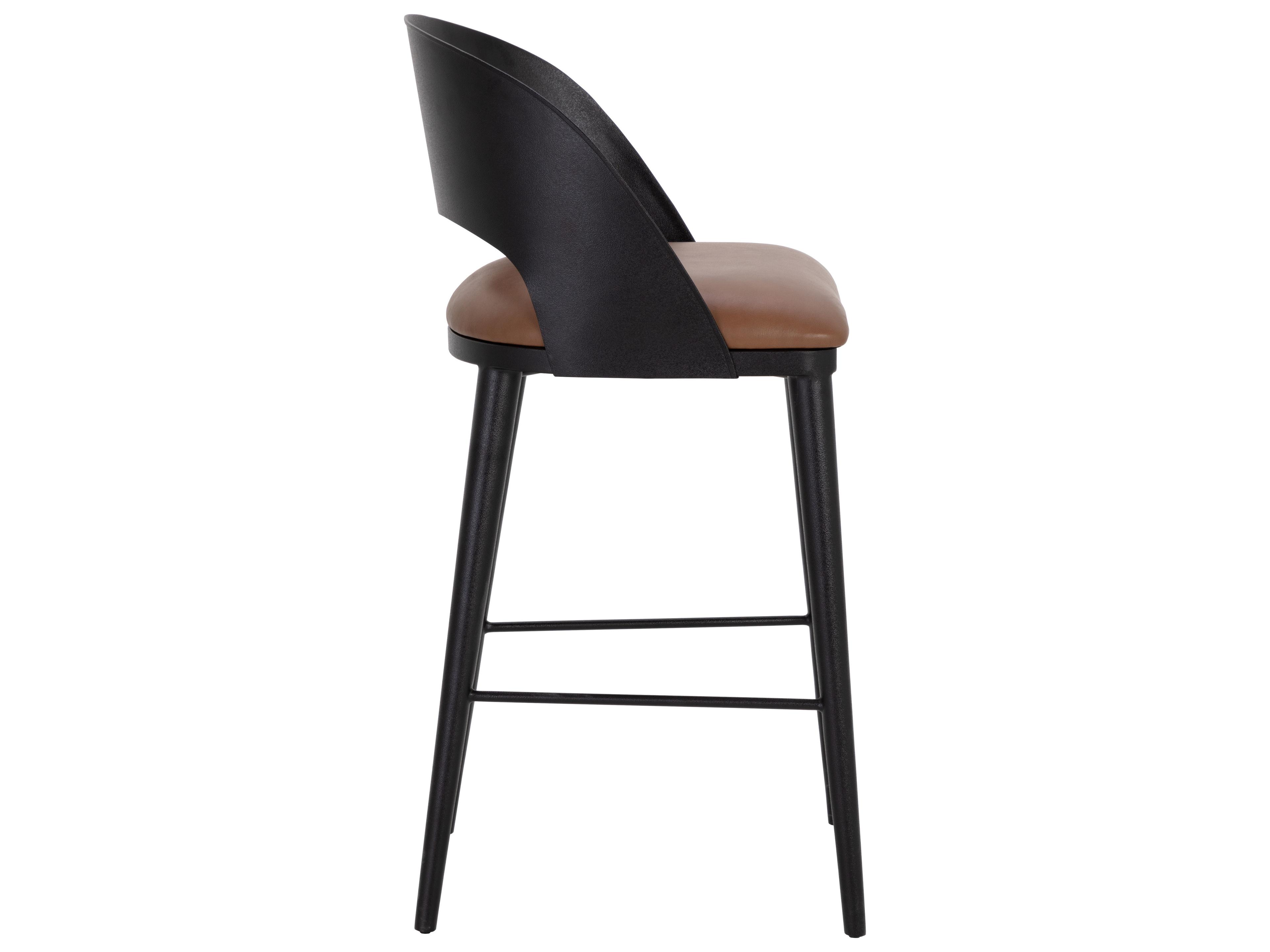 Sunpan Dezirae Black Cognac Leather Bar Stool