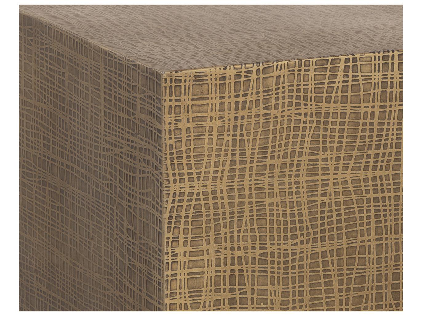 Sunpan Albans Square Metal Antique Brass Black End Table