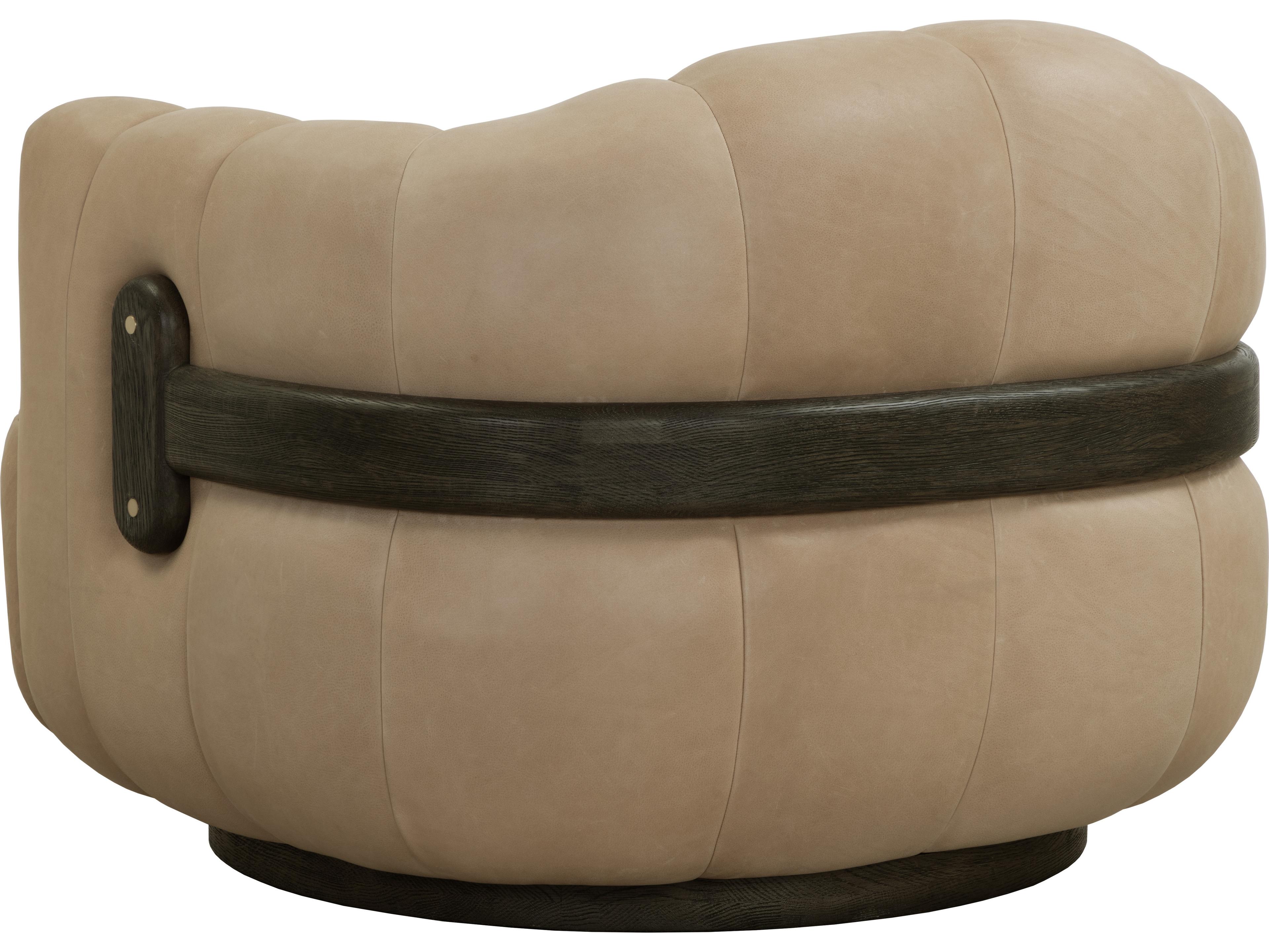 Sunpan Tadeo Swivel Beige Leather Accent Chair