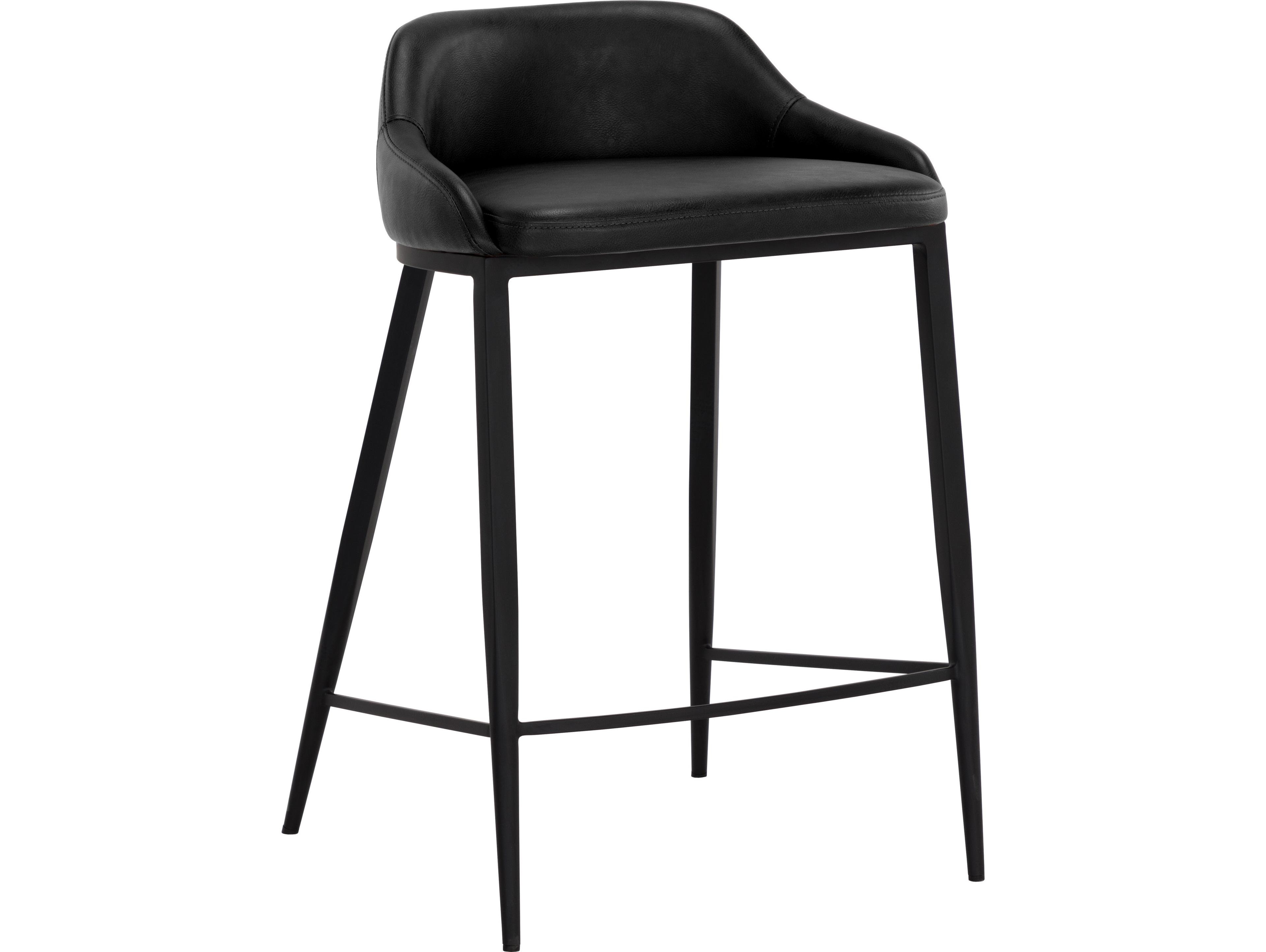 Sunpan Astra Black Nightfall Faux Leather Bar Stool