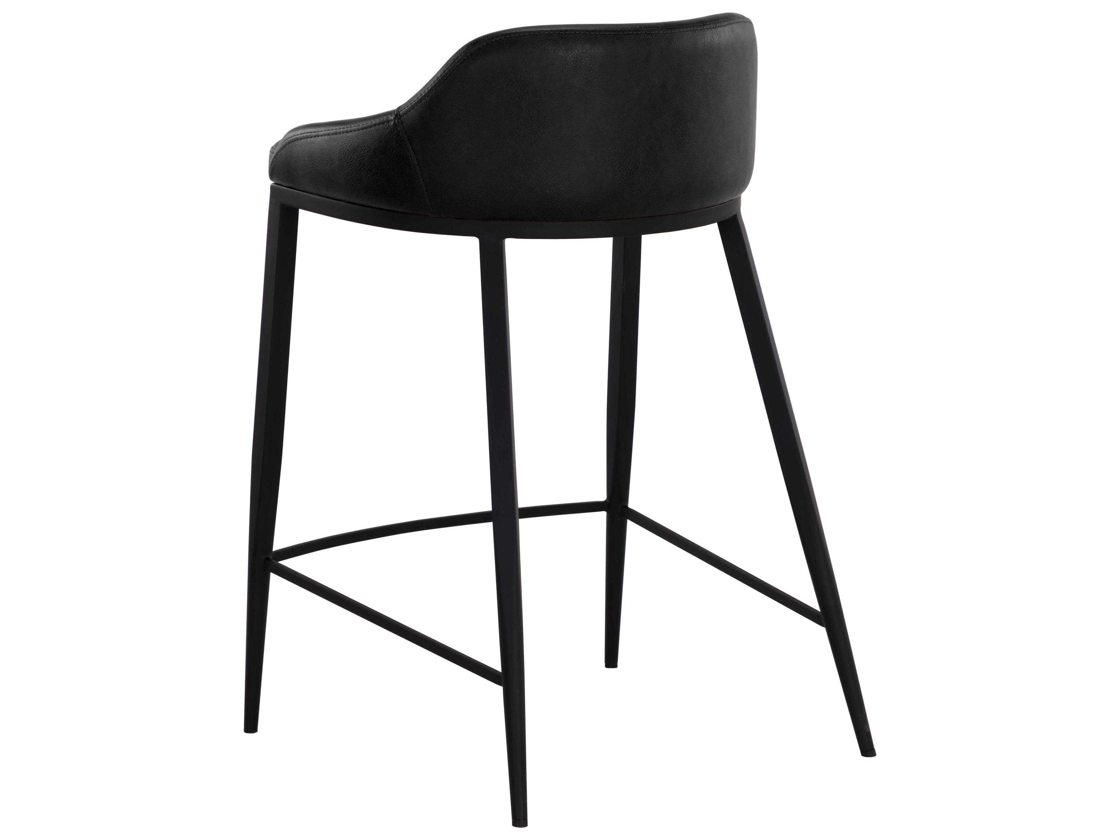 Sunpan Astra Black Nightfall Faux Leather Bar Stool
