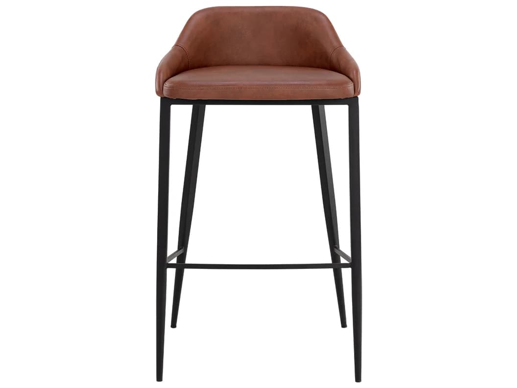 Sunpan Astra Black Cinnamon Brown Faux Leather Bar Stool