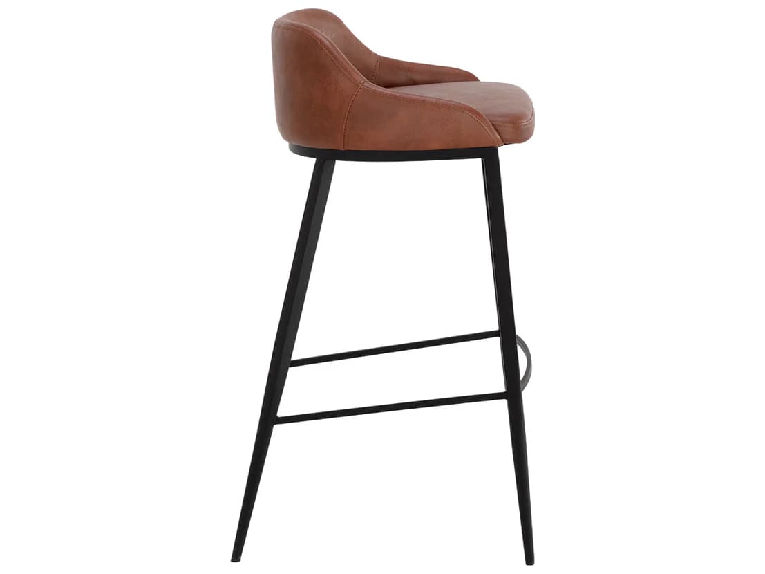 Sunpan Astra Black Cinnamon Brown Faux Leather Bar Stool