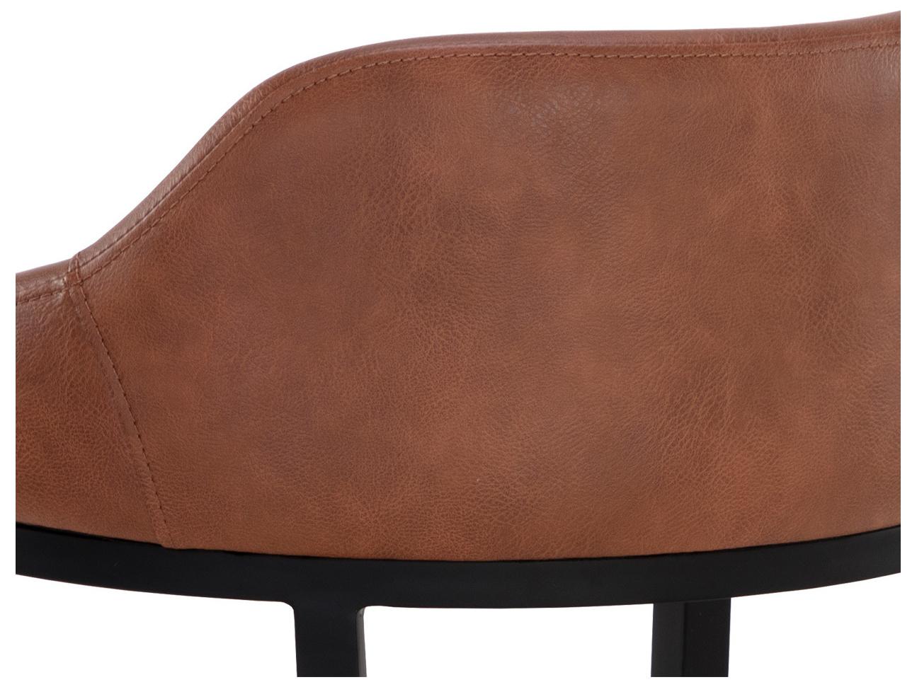 Sunpan Astra Black Cinnamon Brown Faux Leather Bar Stool