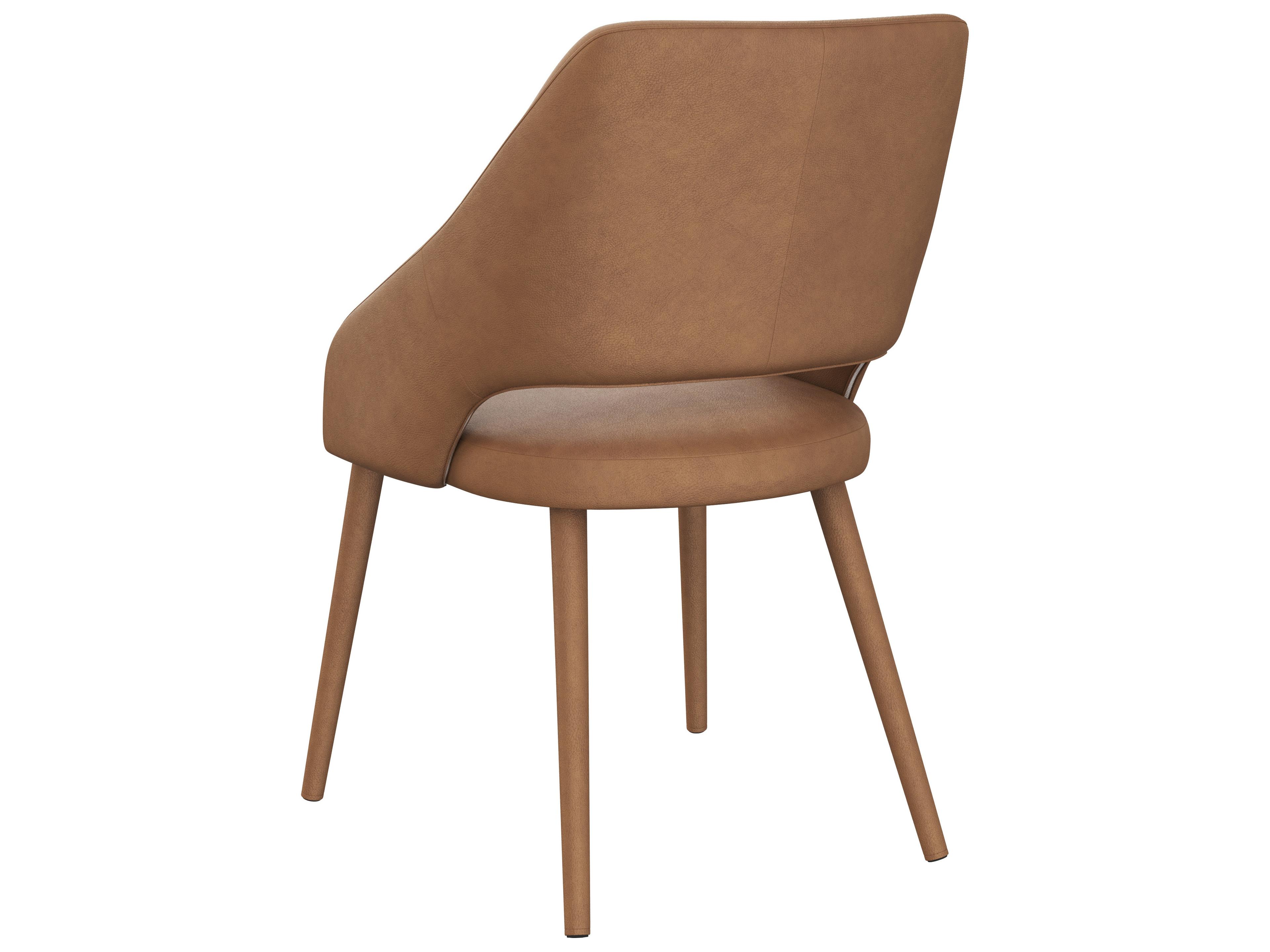 Sunpan Galen Brown Leather Side Dining Chair