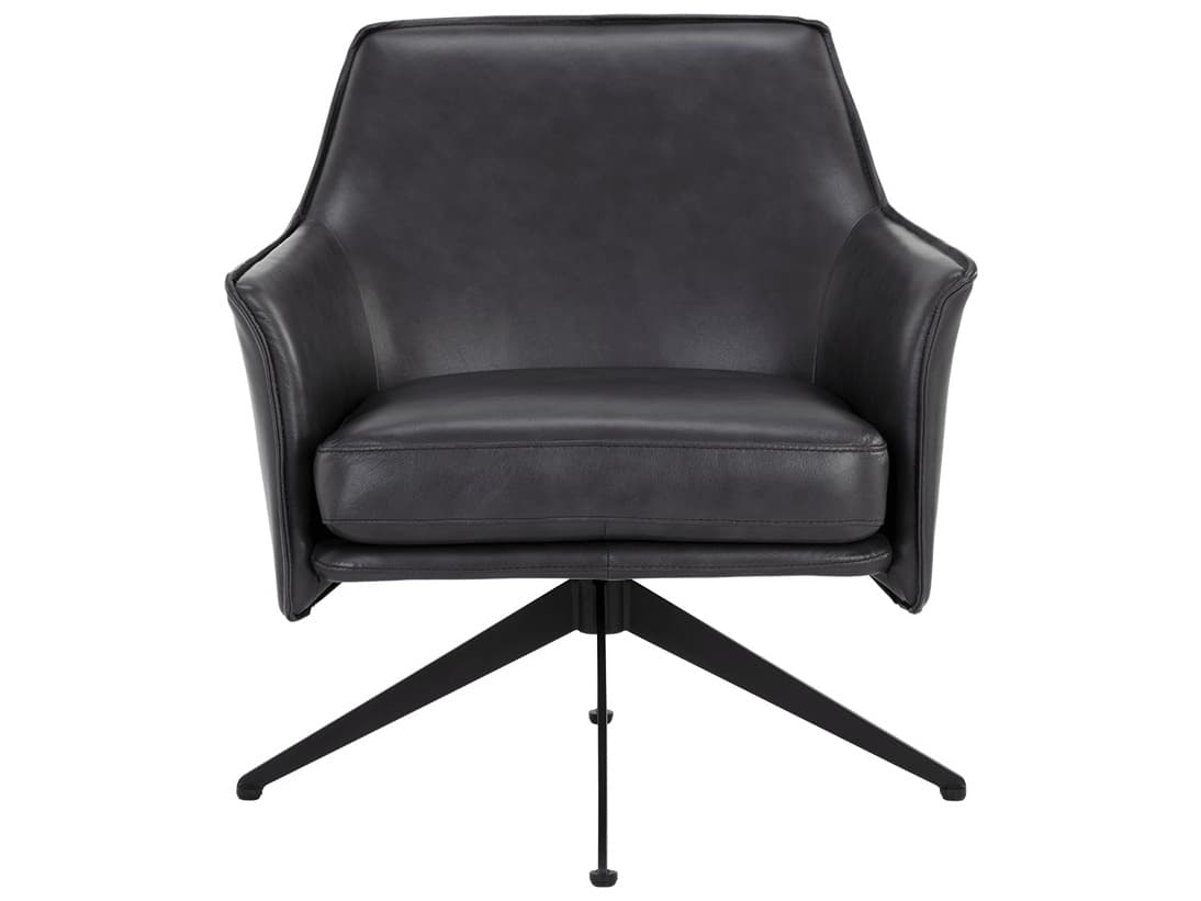 Sunpan Crosby Black Leather Accent Chair