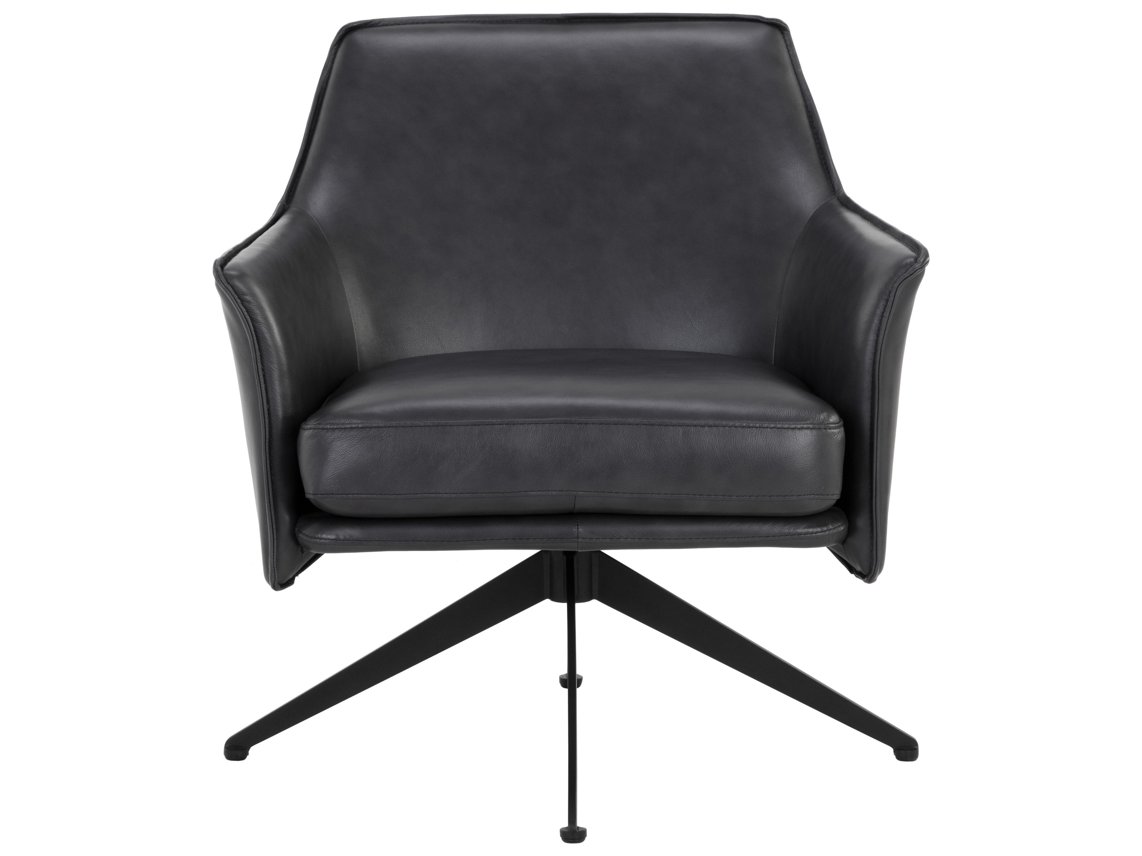 Sunpan Crosby Black Leather Accent Chair