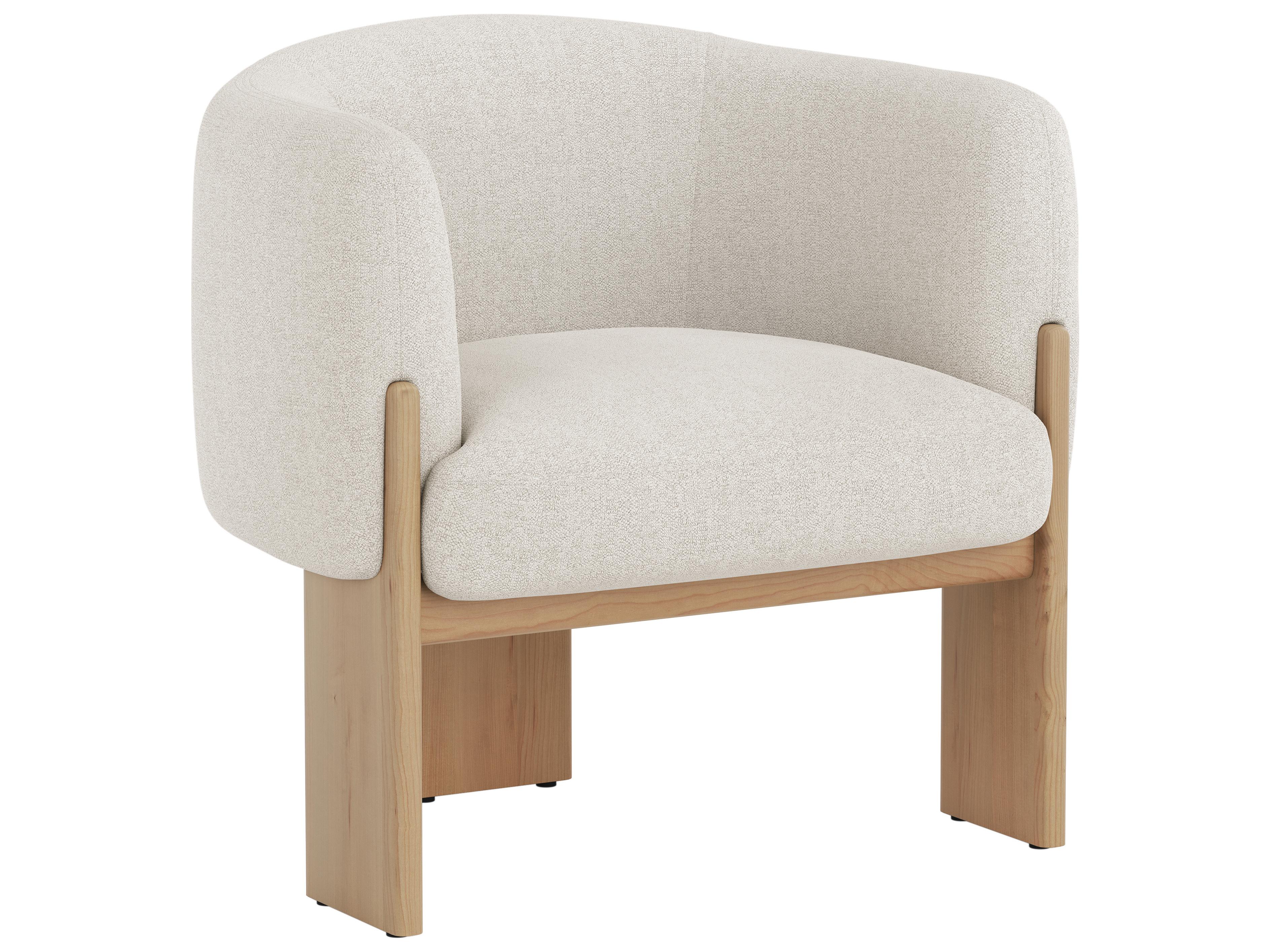 Sunpan Trine White Fabric Accent Chair