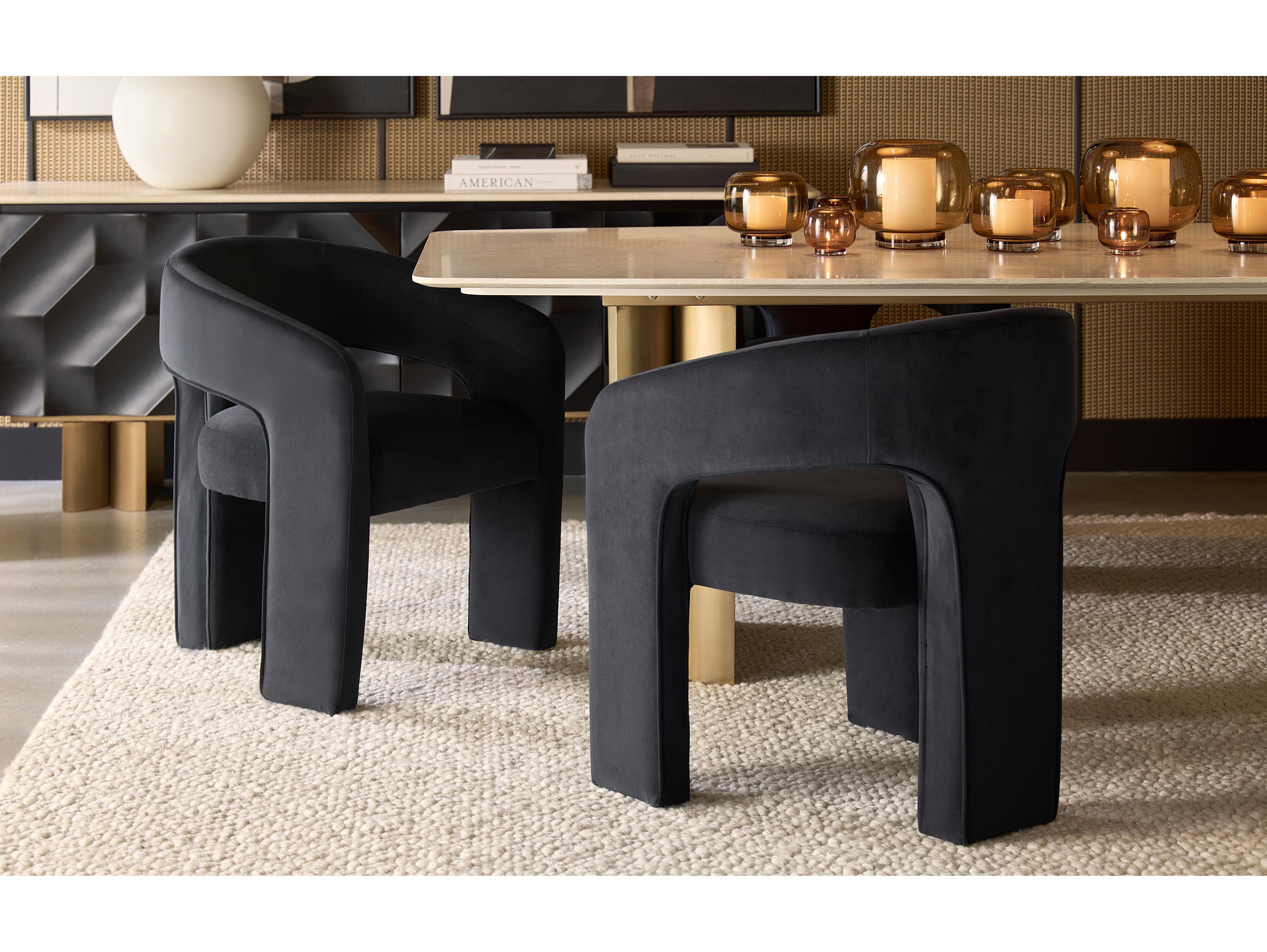 Sunpan Isidore Black Upholstered Arm Dining Chair