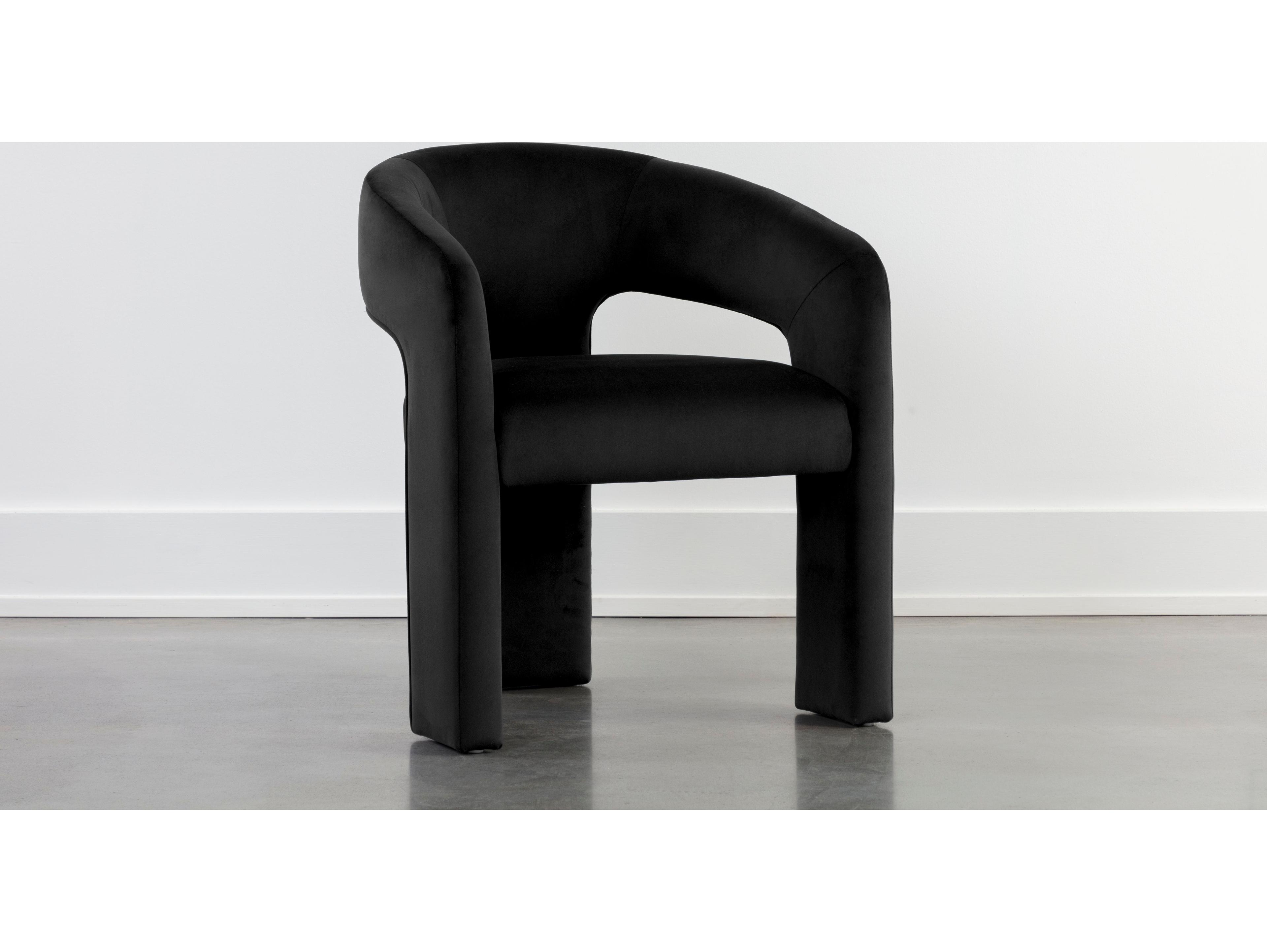 Sunpan Isidore Black Upholstered Arm Dining Chair