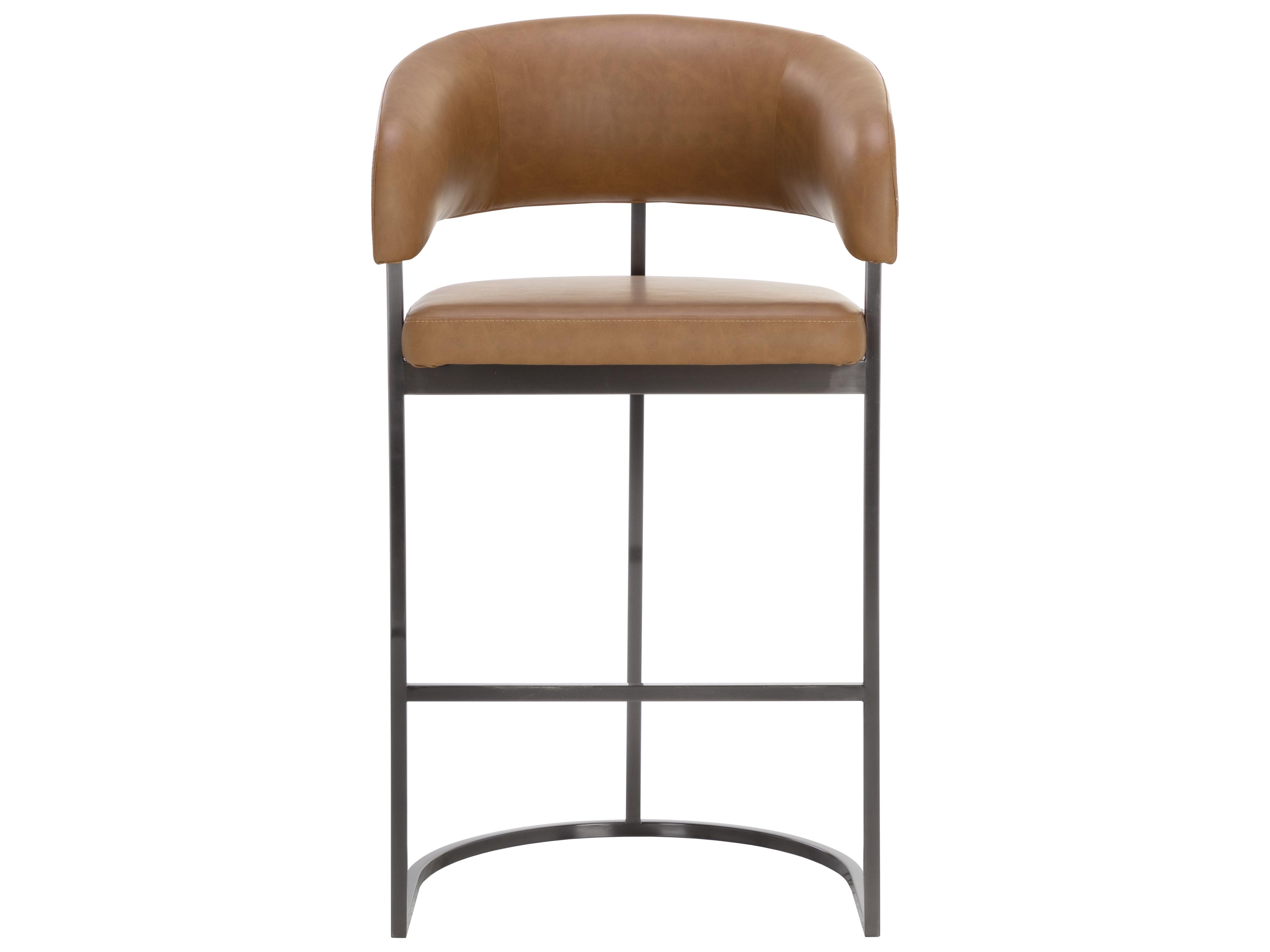 Sunpan Ikon Gunmetal Faux Leather Bar Stool