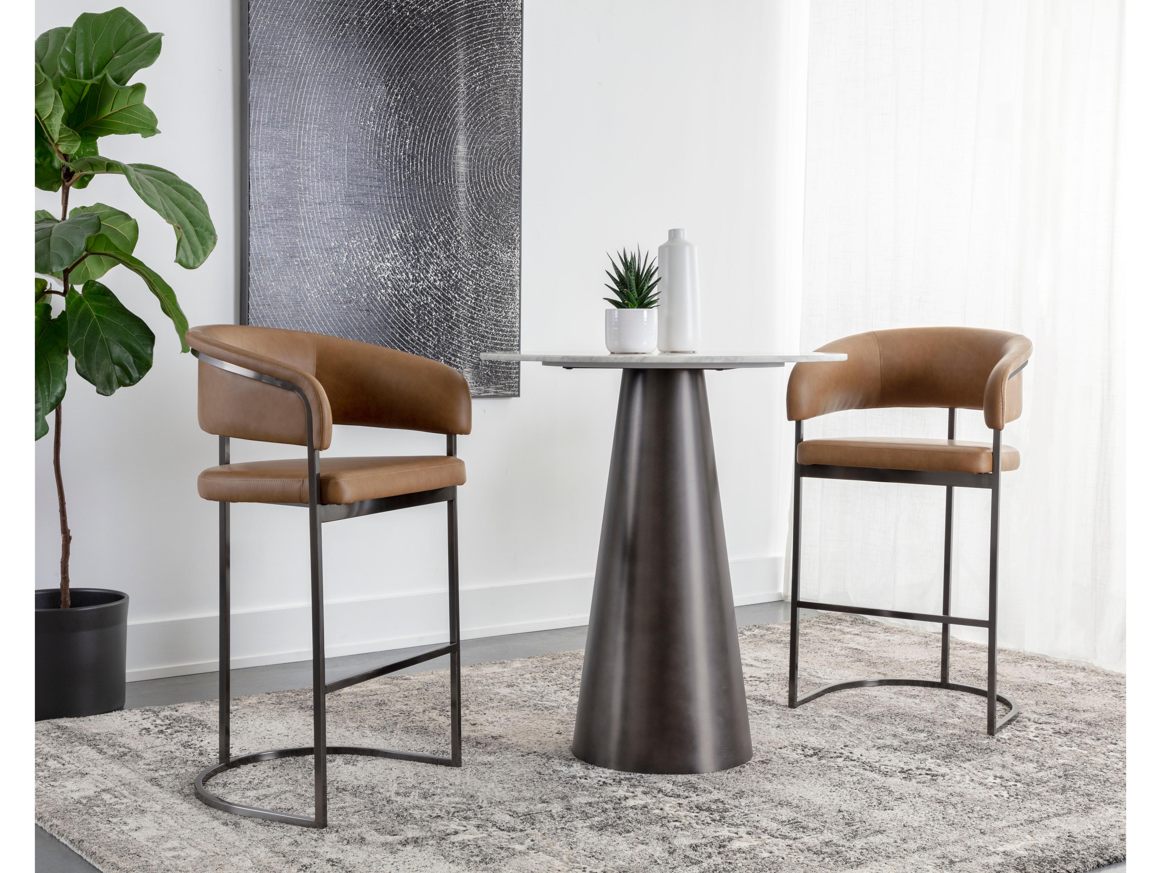 Sunpan Ikon Gunmetal Faux Leather Bar Stool