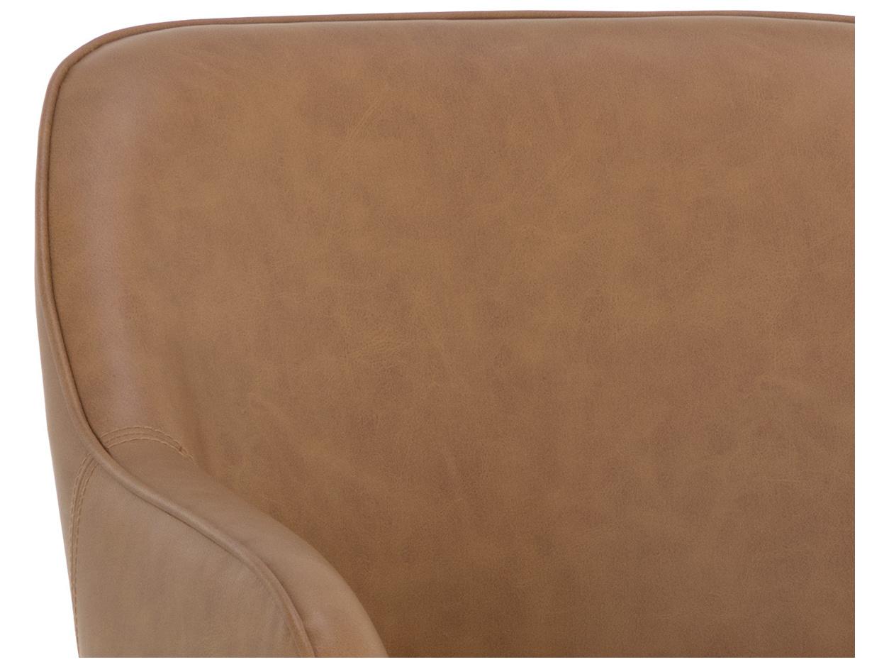 Sunpan Malachi Brown Faux Leather Arm Dining Chair