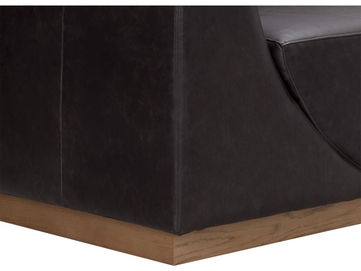 Sunpan Anakin Sofa in Light Oak in Tuscany Warm Black Leather