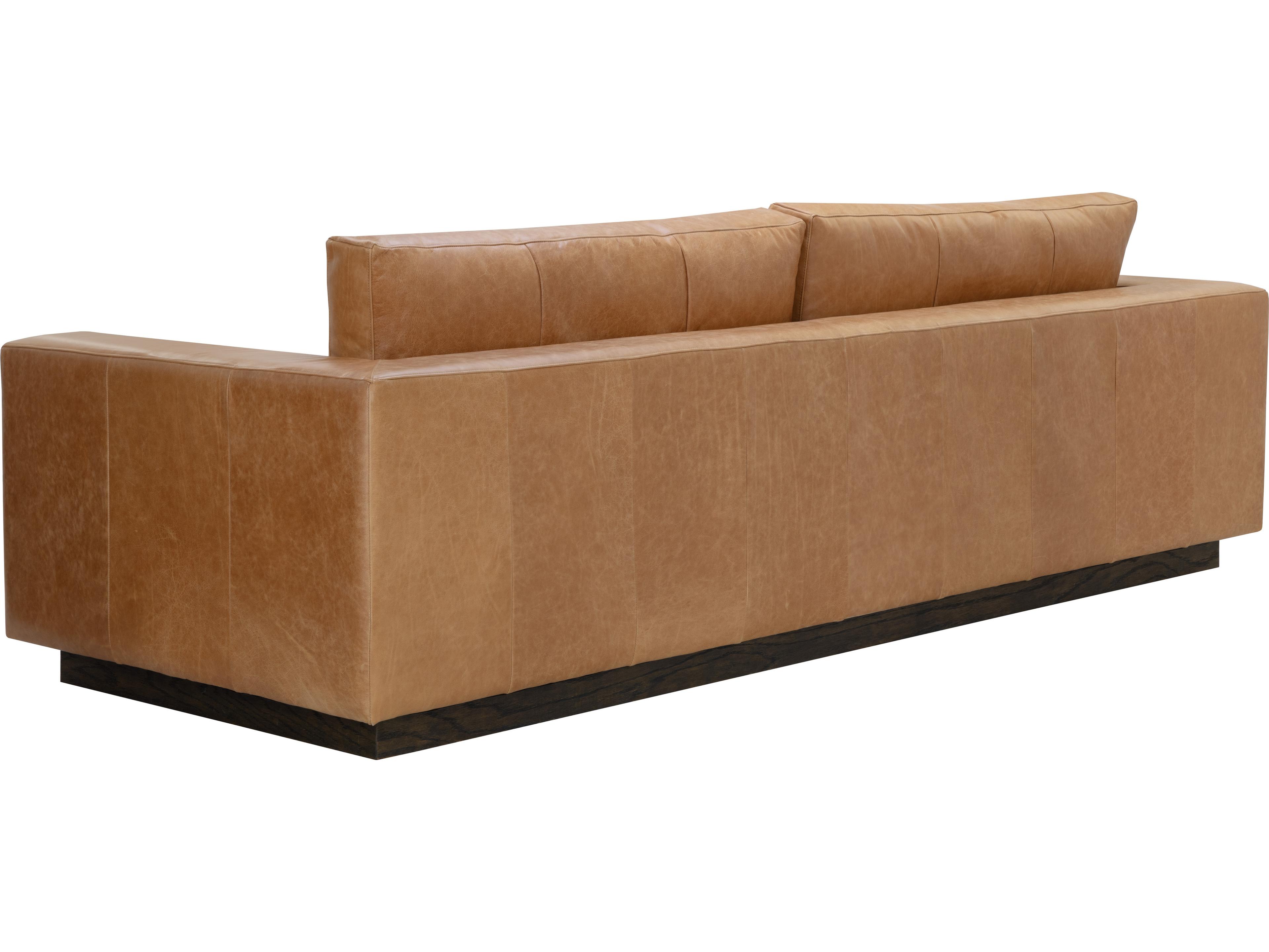 Sunpan Anakin Sofa in Dark Brown in Tuscany Cognac Leather