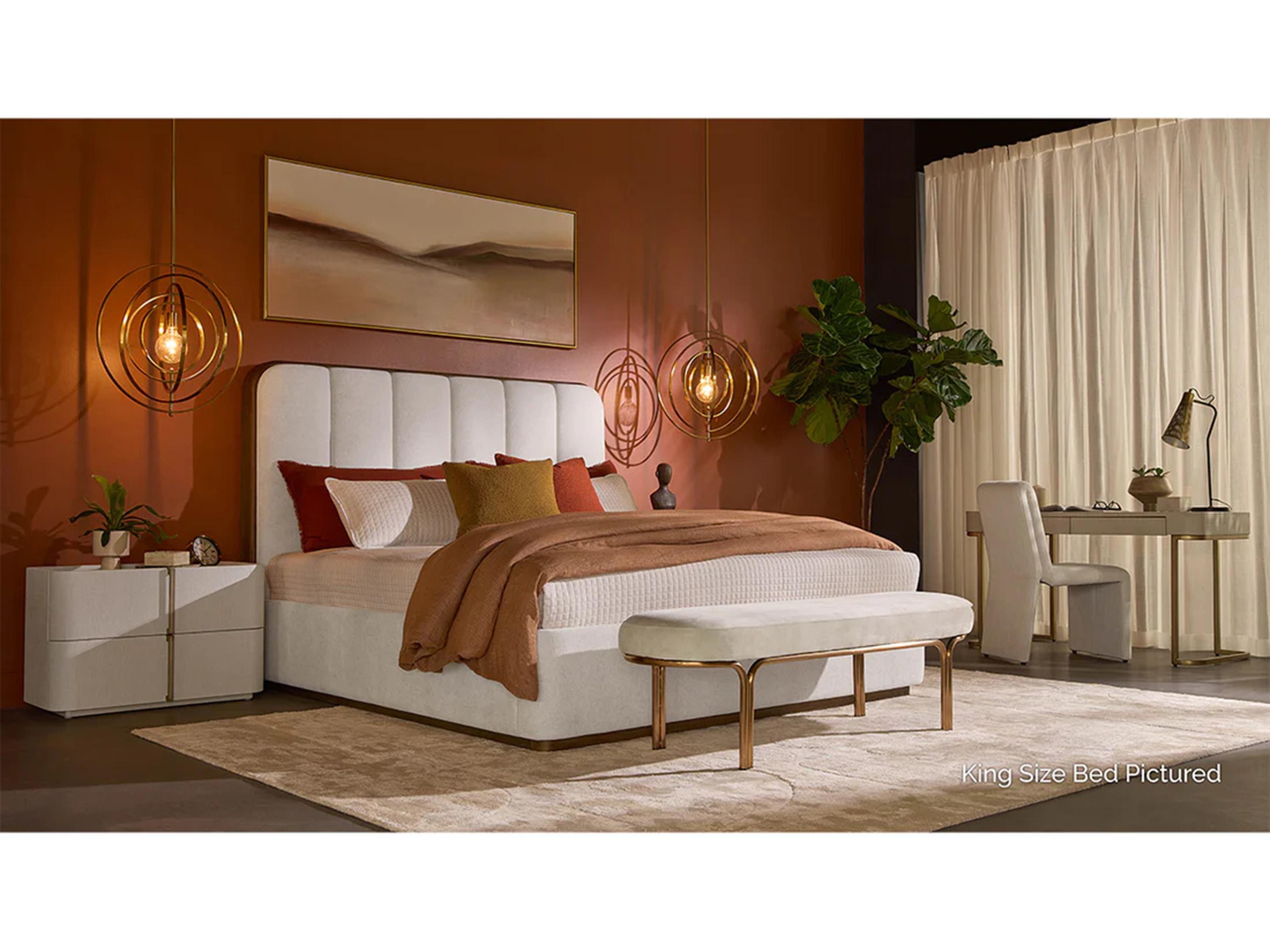 Sunpan Jamille Eclipse White Beige Upholstered Queen Platform Bed